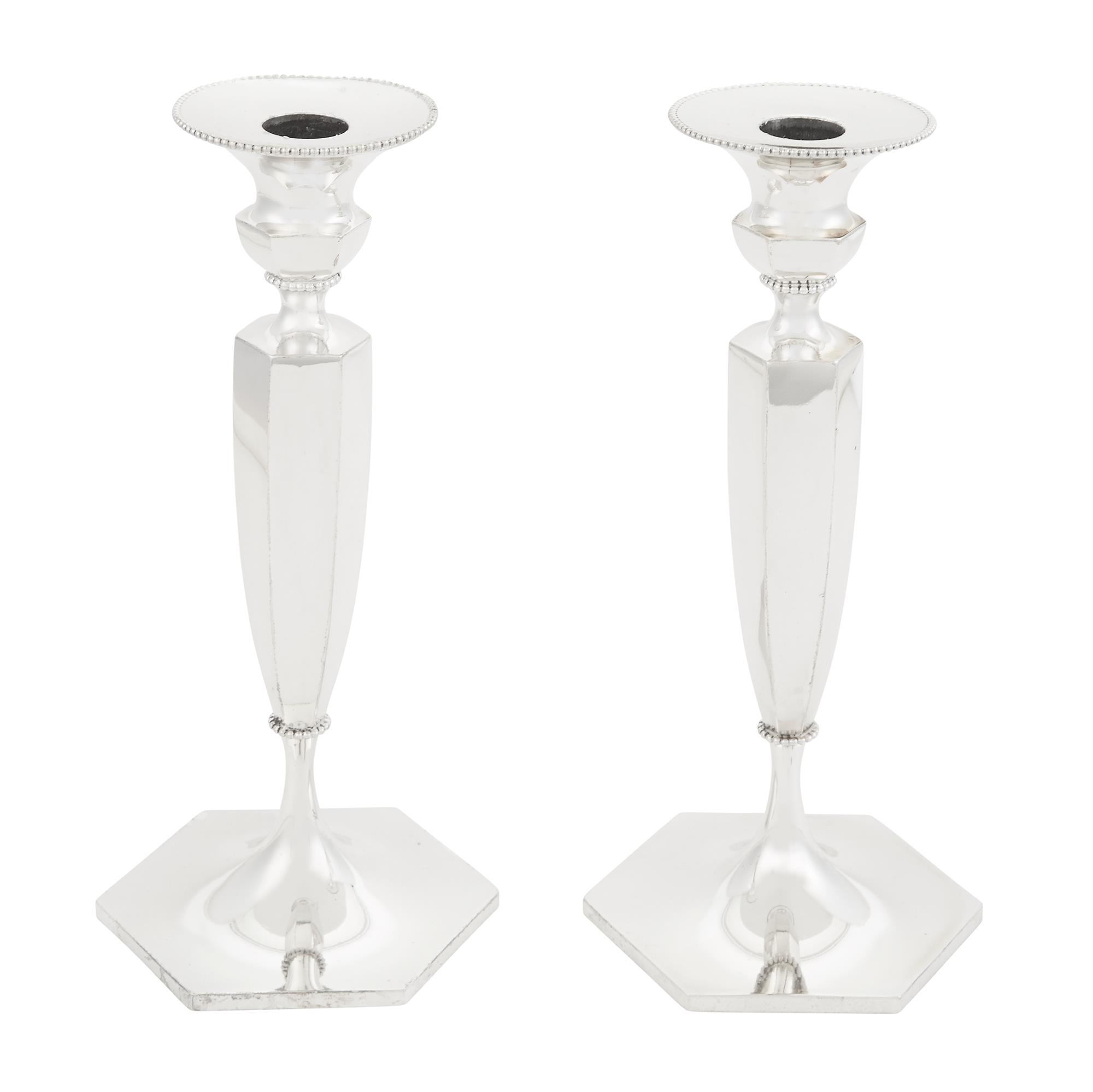 Lot image - Pair of Sterling Silver Candlesticks