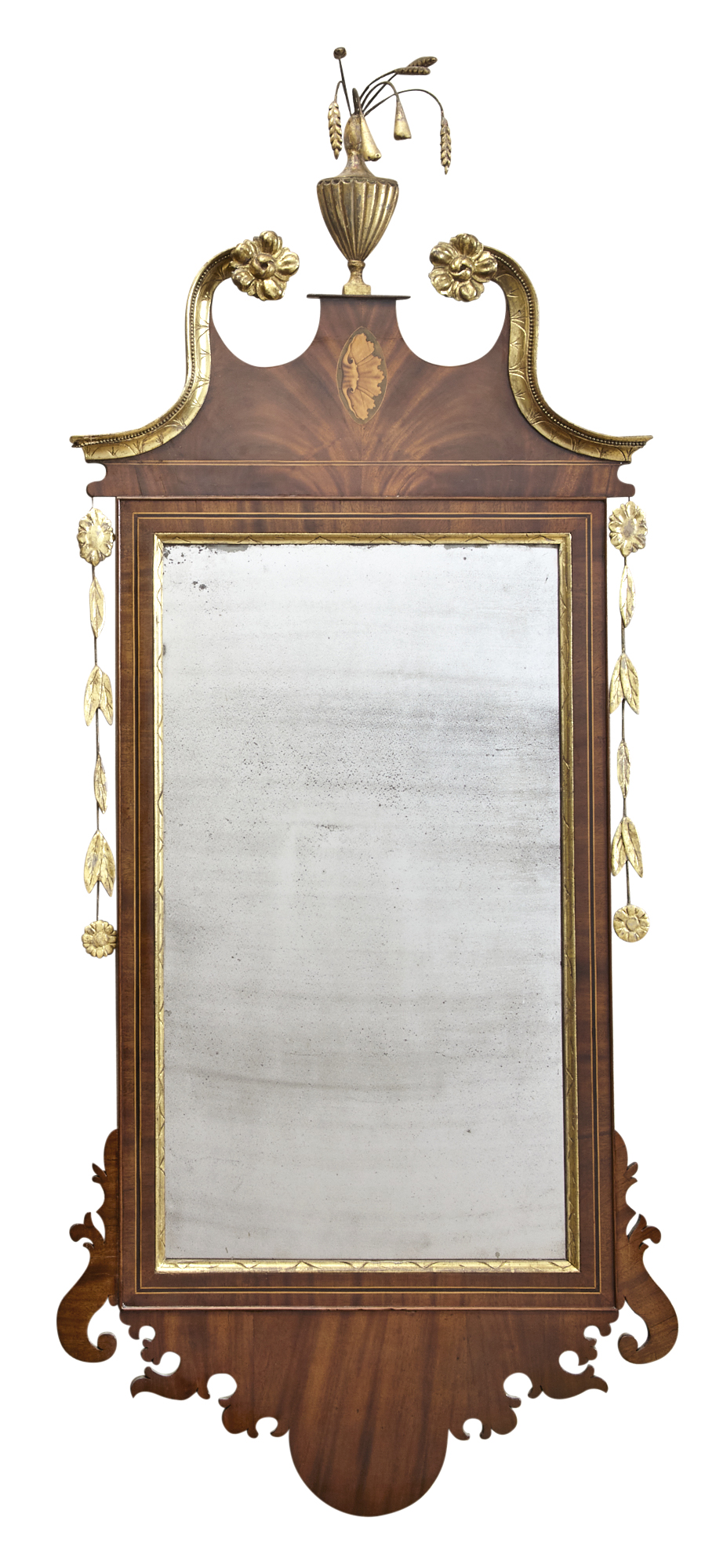 Lot image - Federal Inlaid Mahogany and Parcel-Gilt Pier Mirror