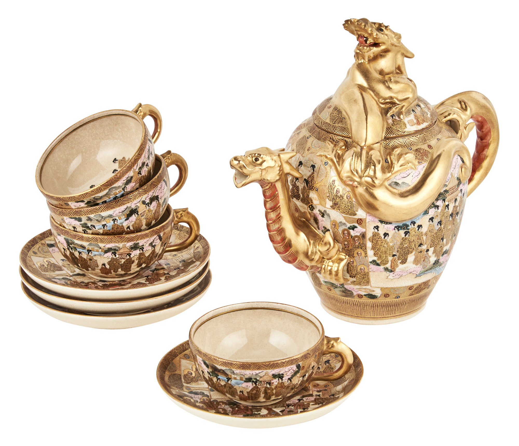 Lot image - A Japanese Satsuma Tea Service by Hododa