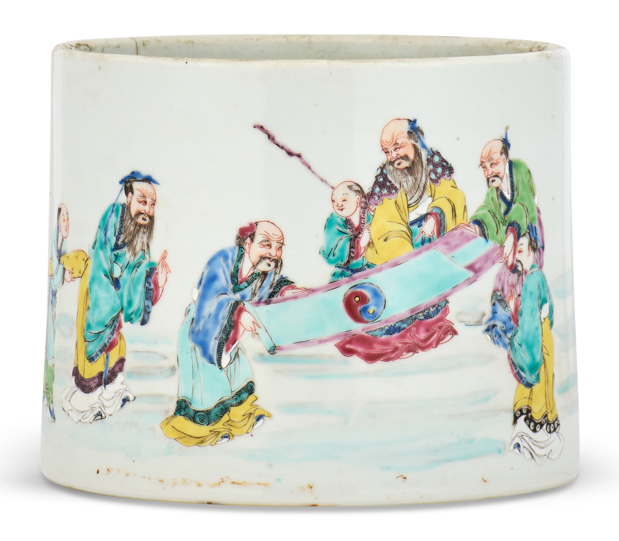 Lot image - Chinese Enameled Porcelain Brush Pot