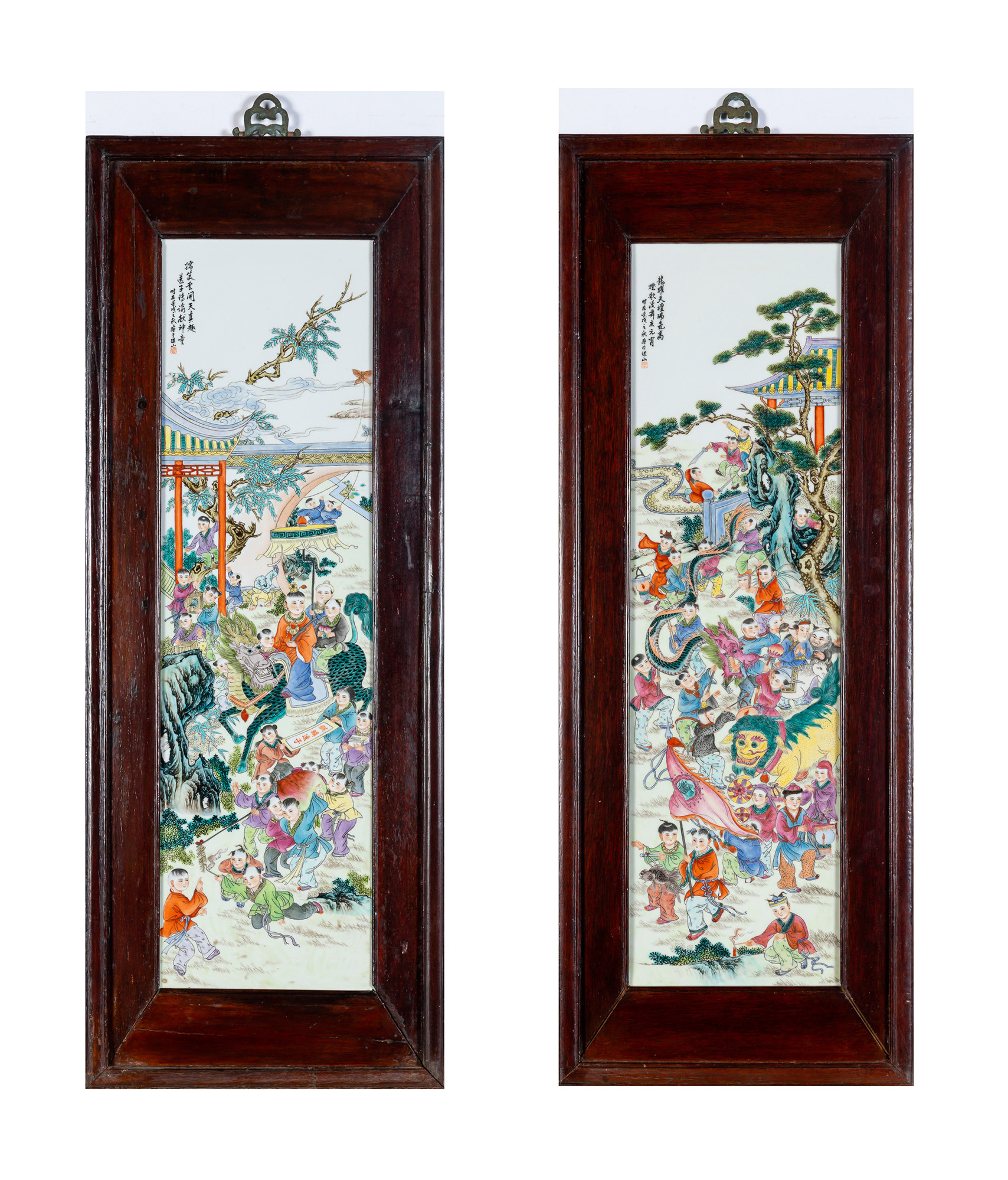 Lot image - A Pair of Chinese Enameled Porcelain Plaques