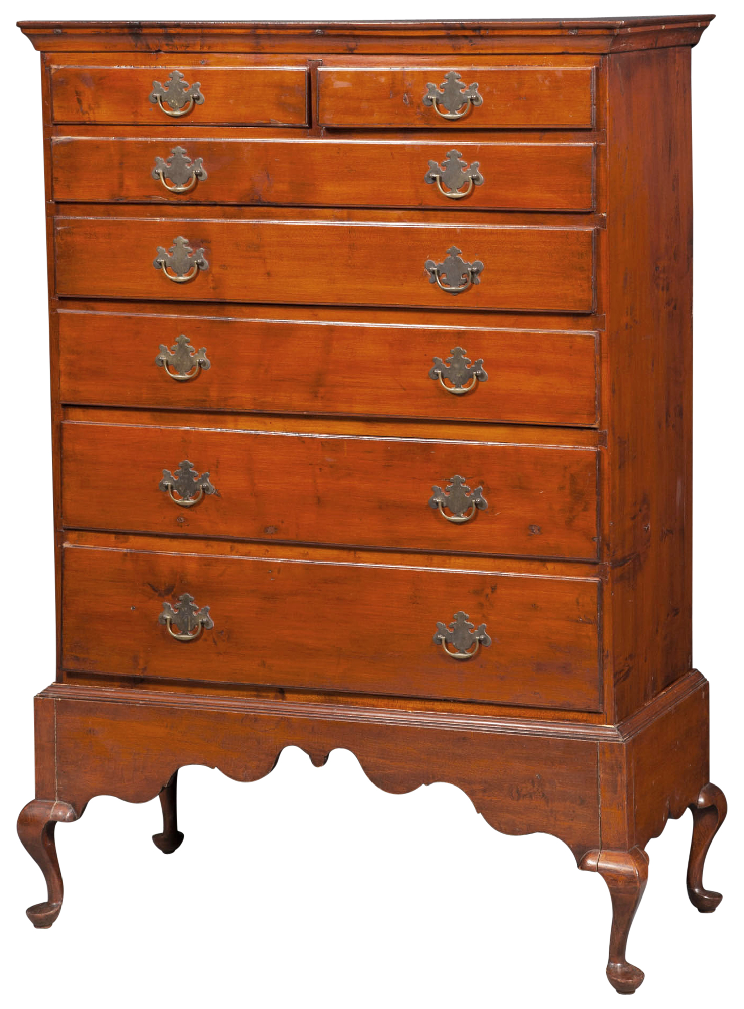 Lot image - Queen Anne Cherry Chest on Frame