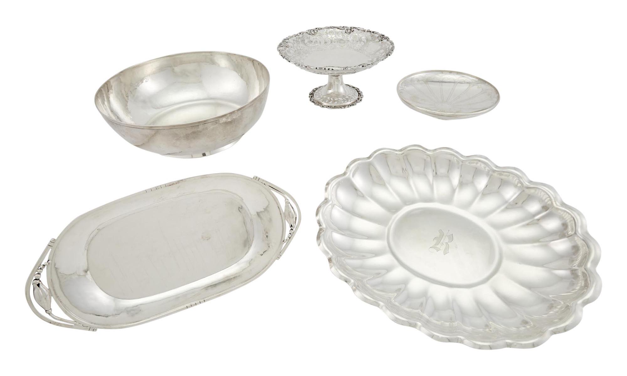 Lot image - Group of American and English Sterling Silver Table Articles