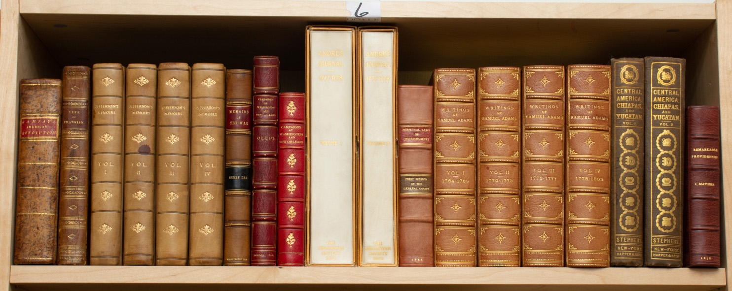 Lot image - [AMERICANA-ANTIQUARIAN]  A large group of finely bound works on early American subjects, many of revolutionary and antiquarian interest.