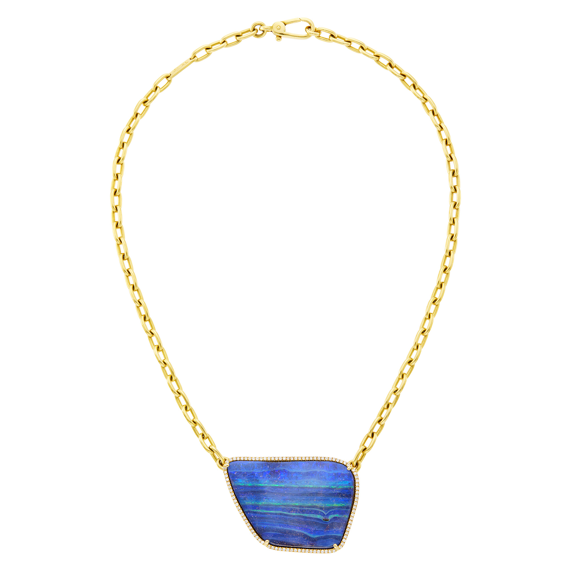 Lot image - Pomellato Gold, Boulder Black Opal and Diamond Pendant Chain Necklace