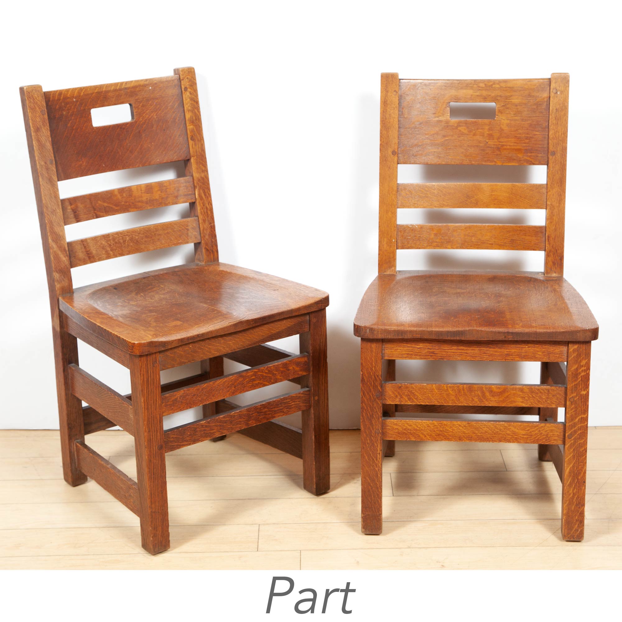 Lot image - Set of Four Charles P. Limbert & Co. Arts & Crafts Oak Side Chairs