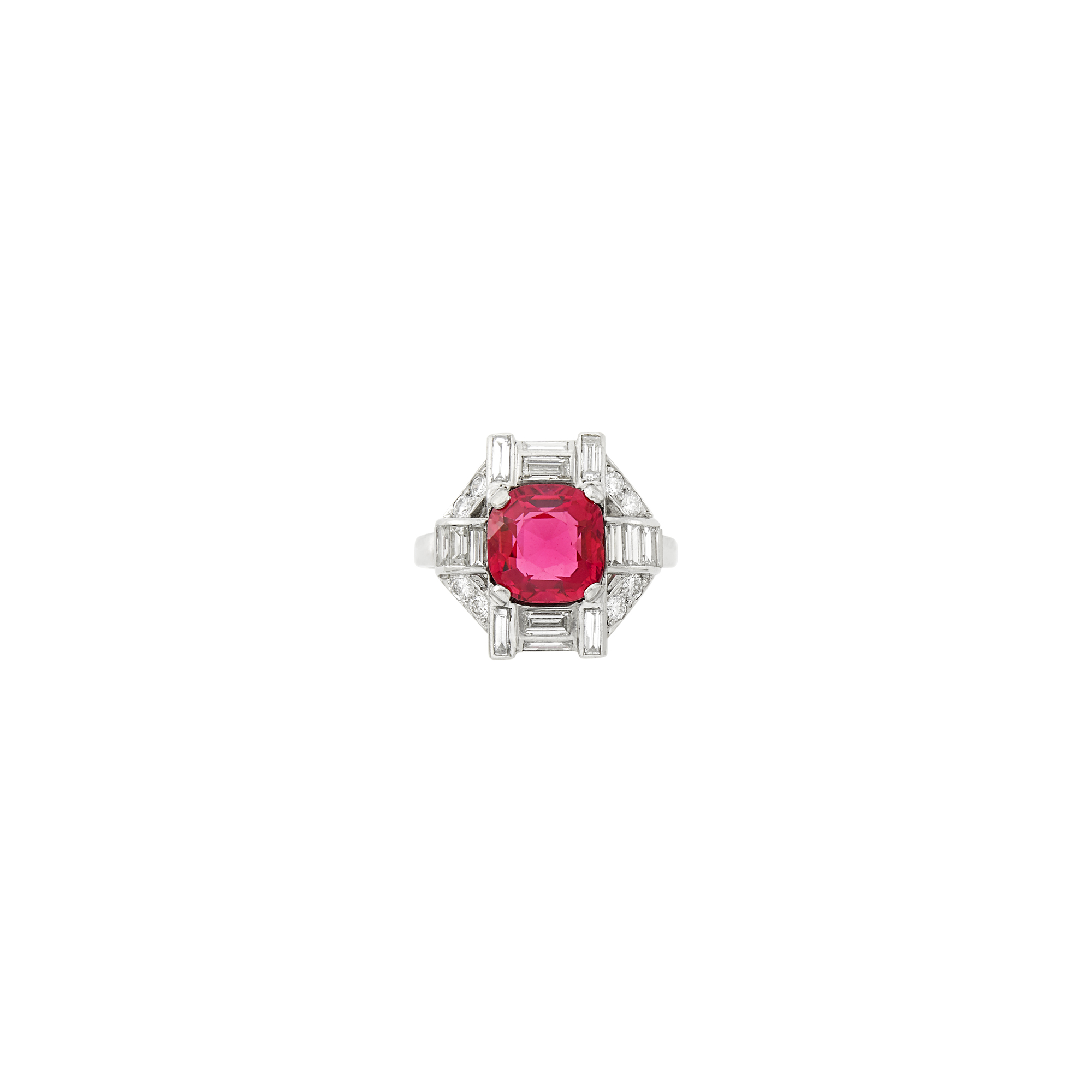 Lot image - Tiffany & Co. Platinum, Rubellite and Diamond Ring