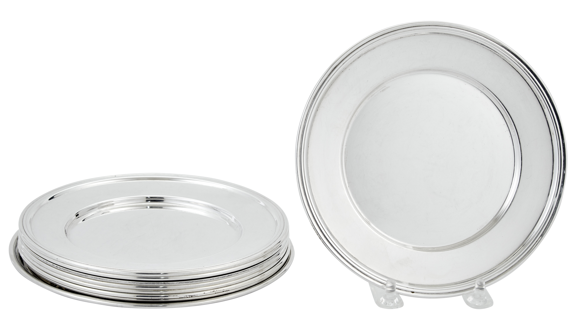 Lot image - Assembled Group of Ten American Sterling Silver Bread and Butter Plates