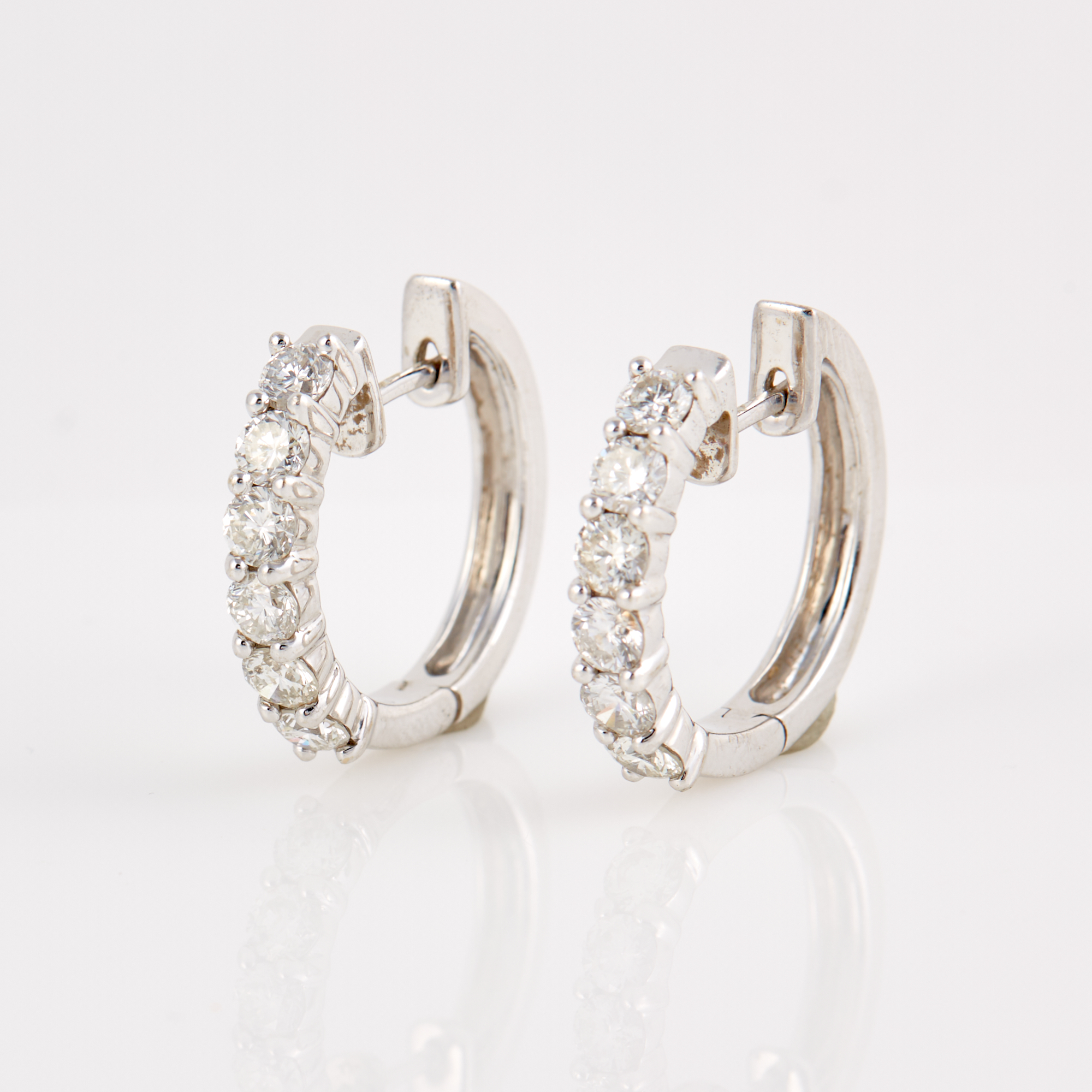 Lot image - Two Diamond Earrings, 12 diamonds about 1.75 cts., 18K 5 dwt.