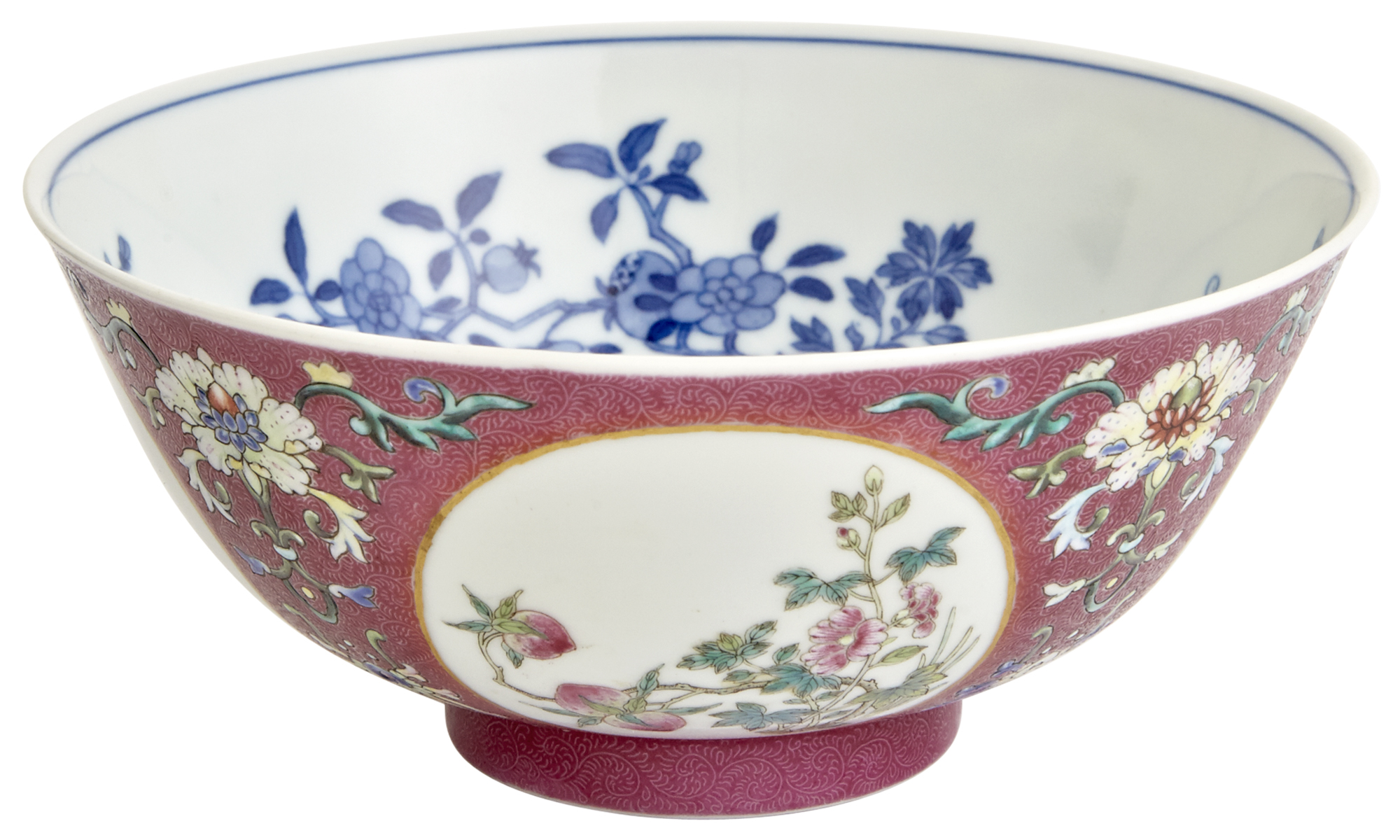 Lot image - A Fine Chinese Imperial Sgraffiato Enameled Porcelain Medallion Bowl