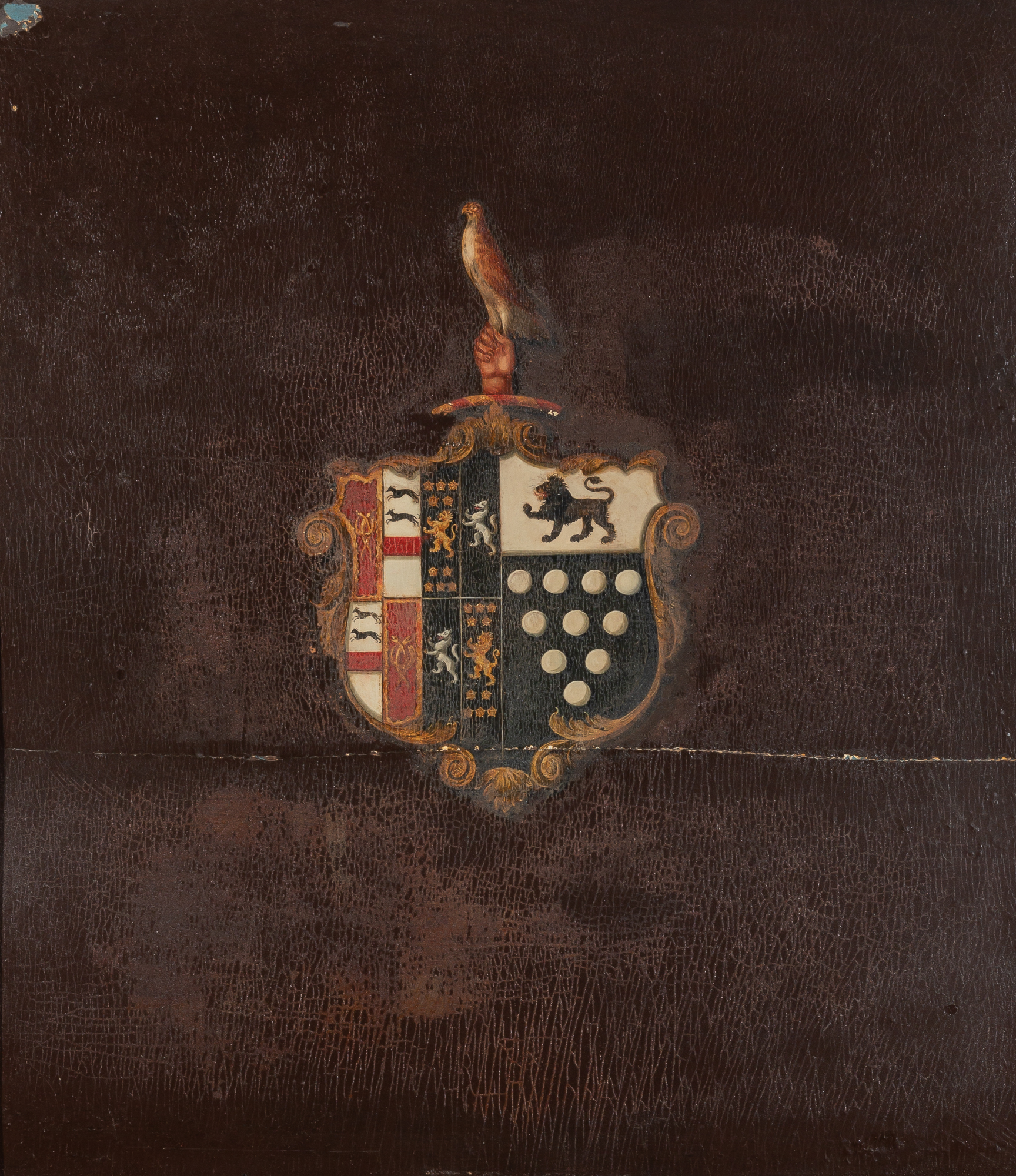 Lot image - Painted Coat of Arms on Panel