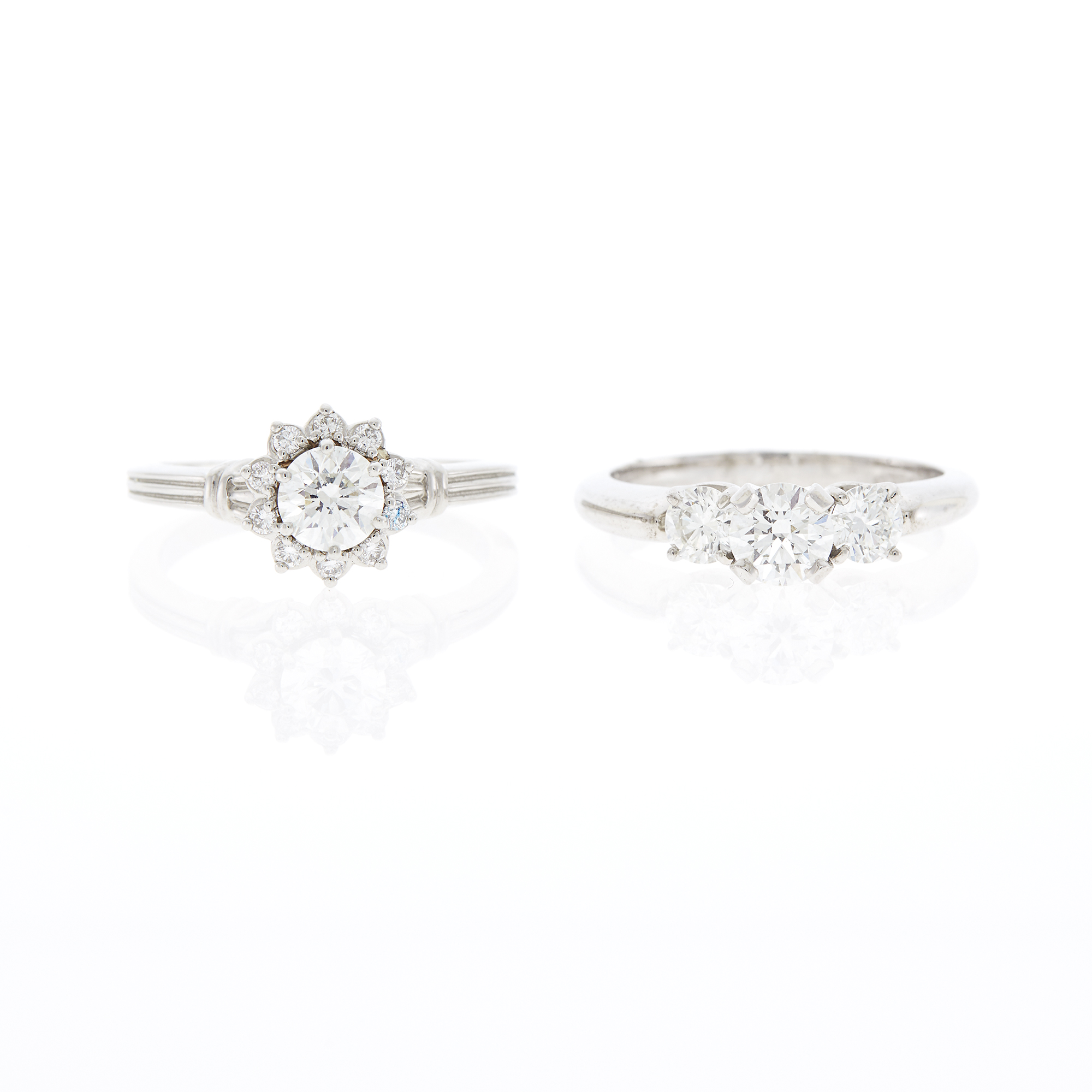 Lot image - White Gold and Diamond Ring and Platinum and Diamond Ring