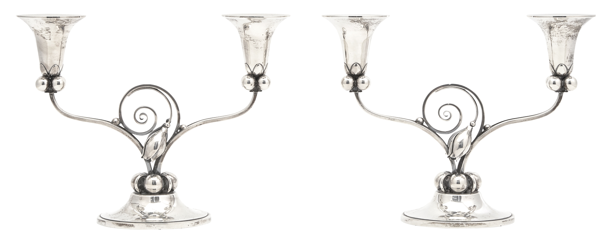 Lot image - Pair of La Paglia Designed International Sterling Silver Two-Light Candelabra