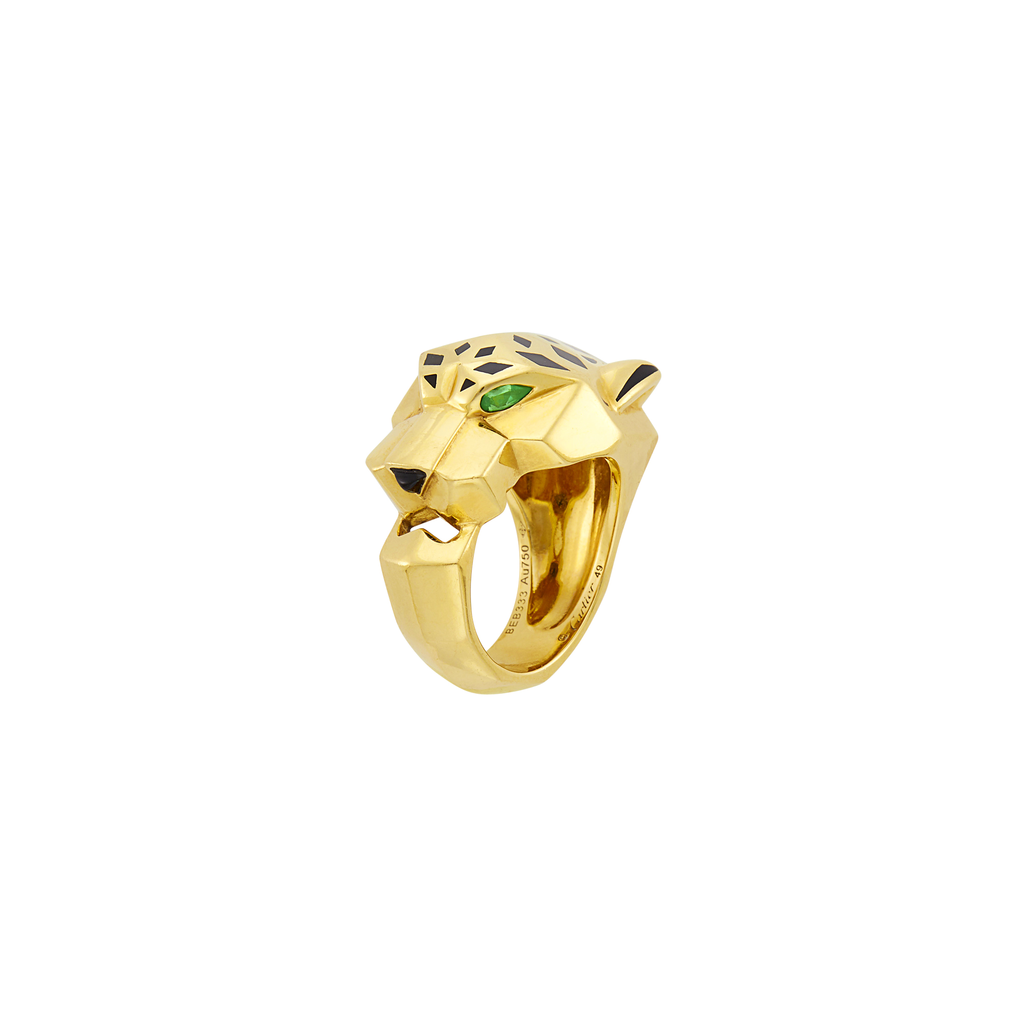 Lot image - Cartier Gold, Black Lacquer and Tsavorite Garnet Panthère de Cartier Ring, France