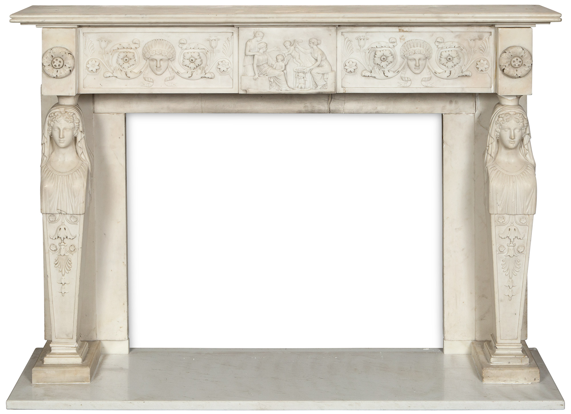 Lot image - George IV White Statuary Marble Fireplace Surround
