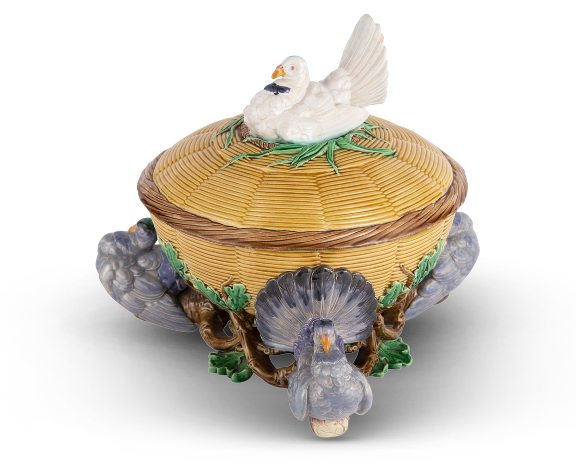 Lot image - Minton Majolica Pigeon Pie Tureen and Cover