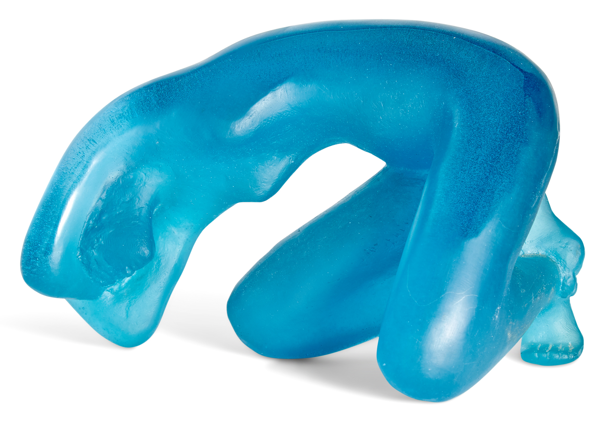 Lot image - Louis Laubignat for Daum Blue Pâte de Verre Figure of a Nude Woman Entitled La Cascade (The Waterfall)