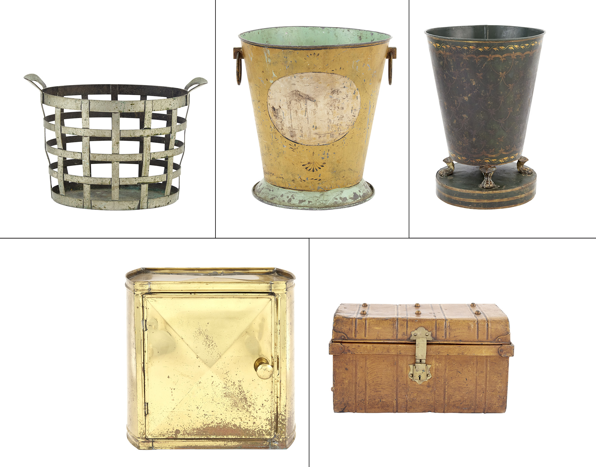 Lot image - Group of Metal Paper Bins and Other Articles