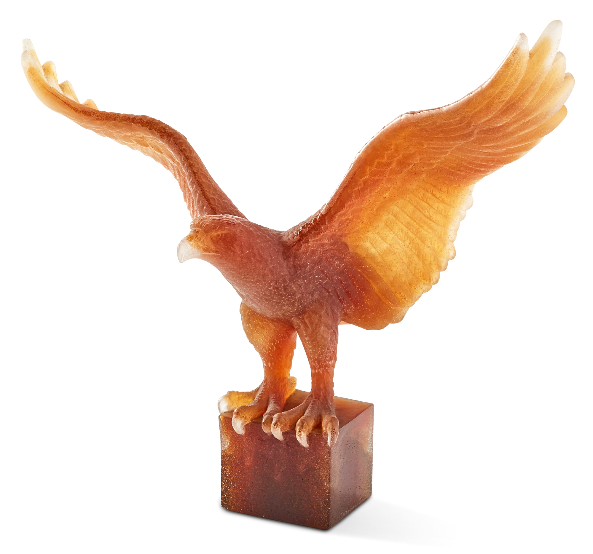 Lot image - Daum Amber and Colorless Pâte de Verre Figure of a Bald Eagle Entitled LAigle Roi