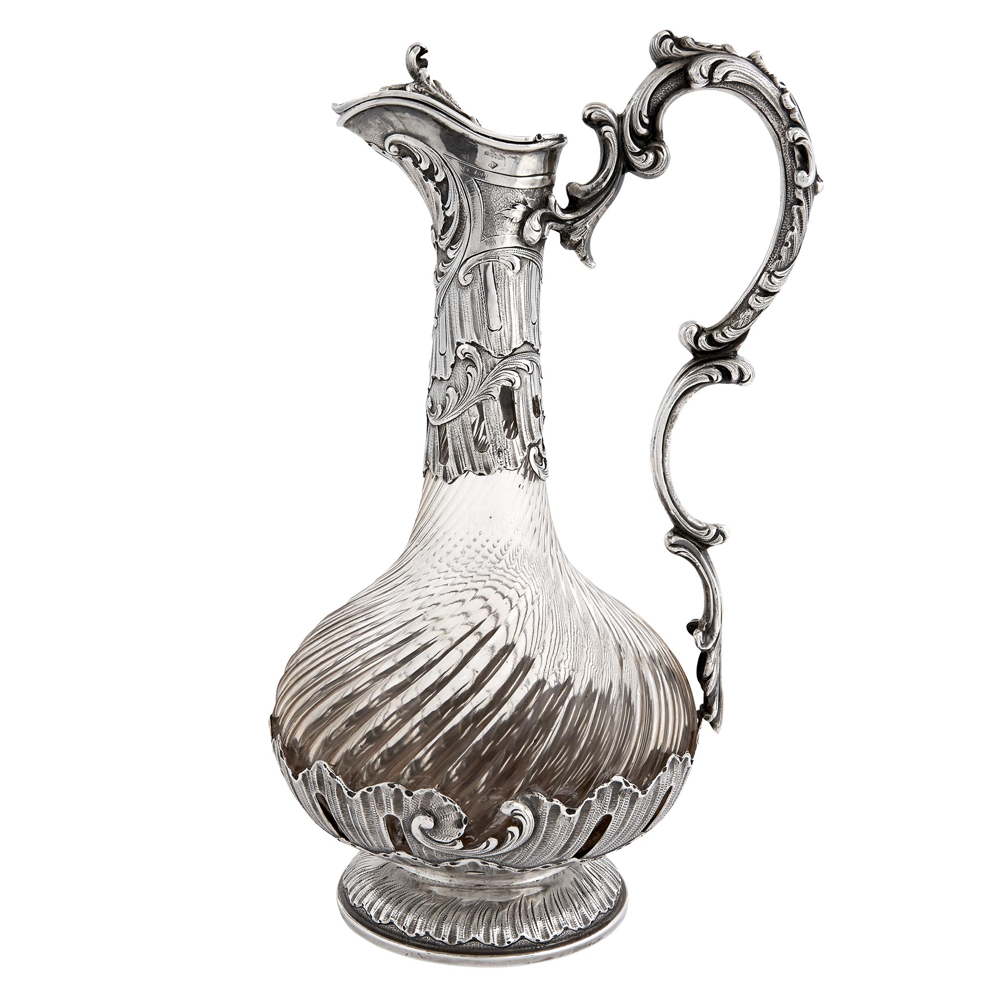 Lot image - French Silver and Glass Claret Jug