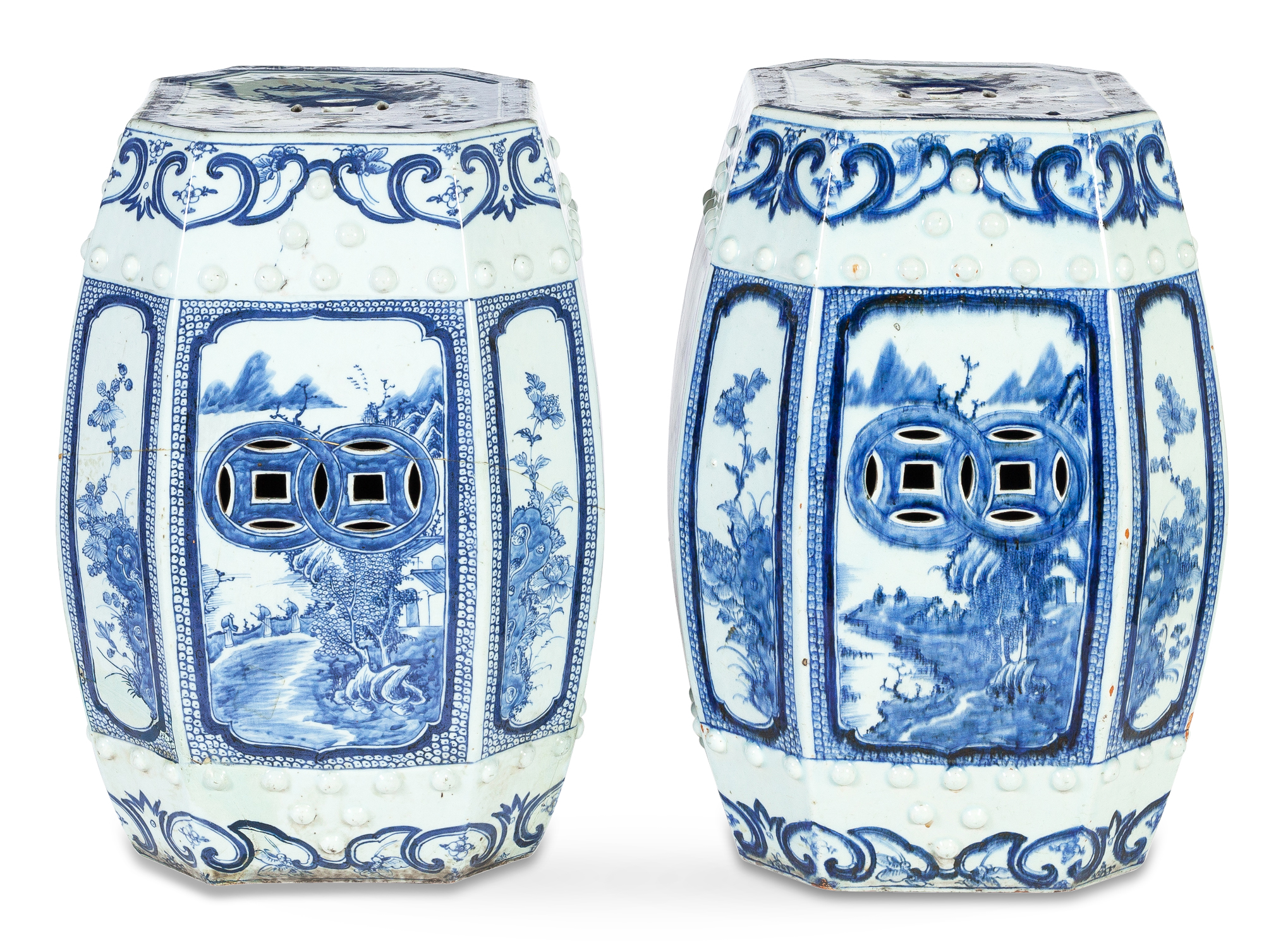 Lot image - A Pair of Chinese Blue and White Porcelain Garden Seats