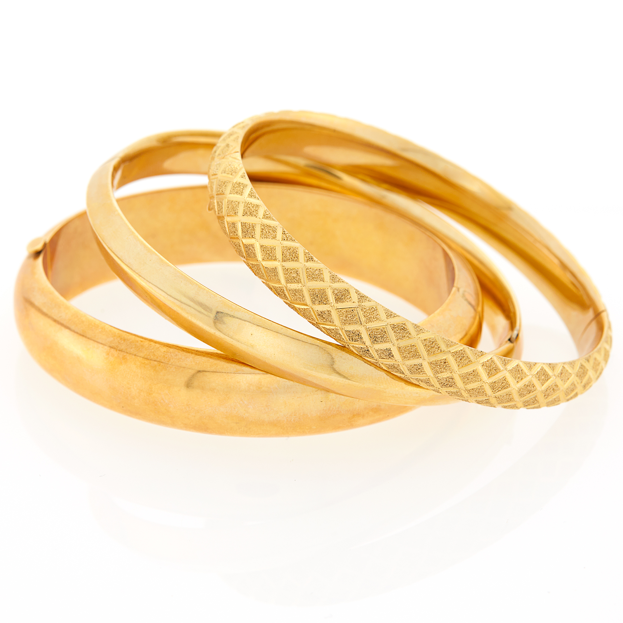 Lot image - Three Gold Bangle Bracelets