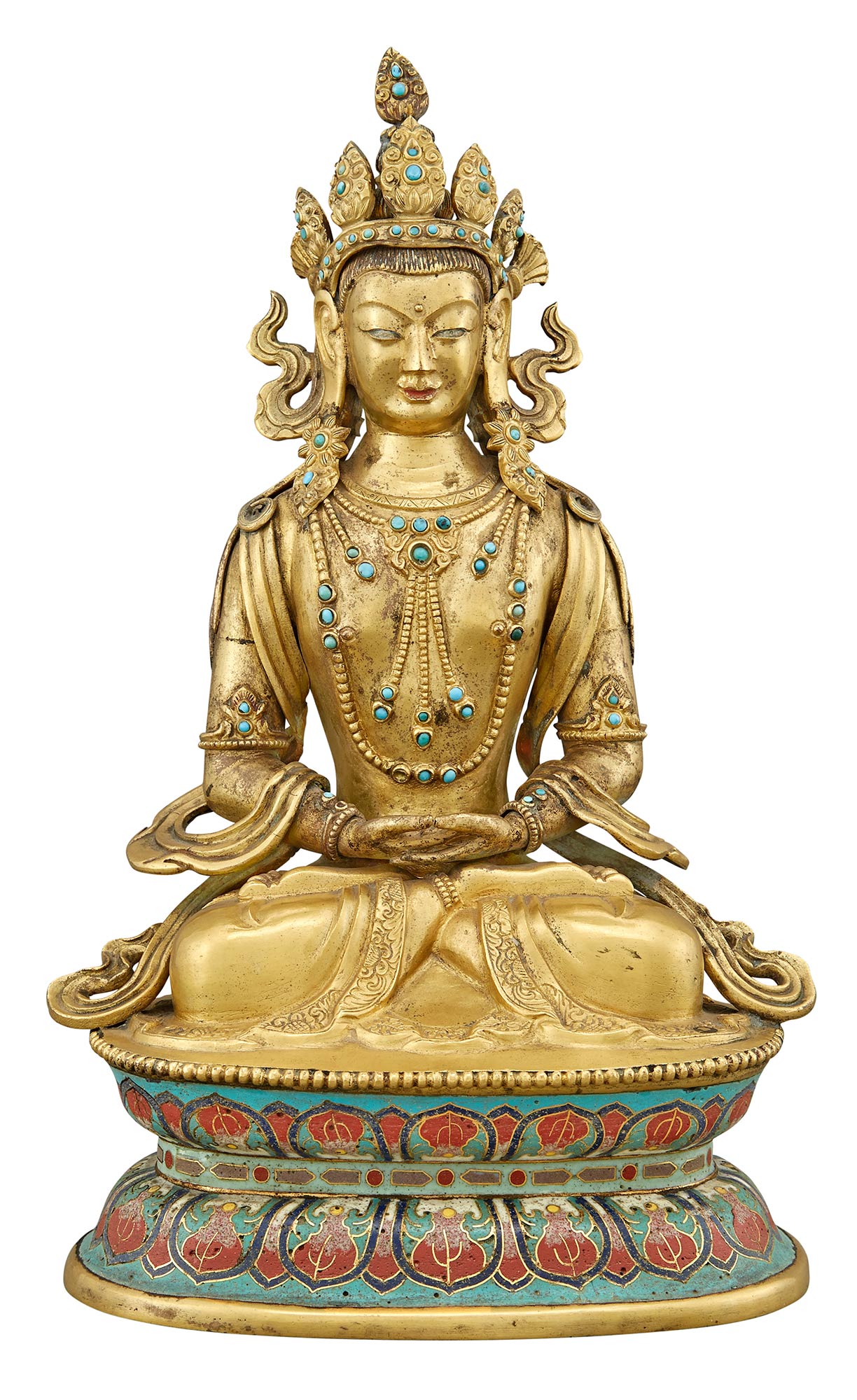 Lot image - Tibetan Gilt-Bronze Figure of a Bodhisattva