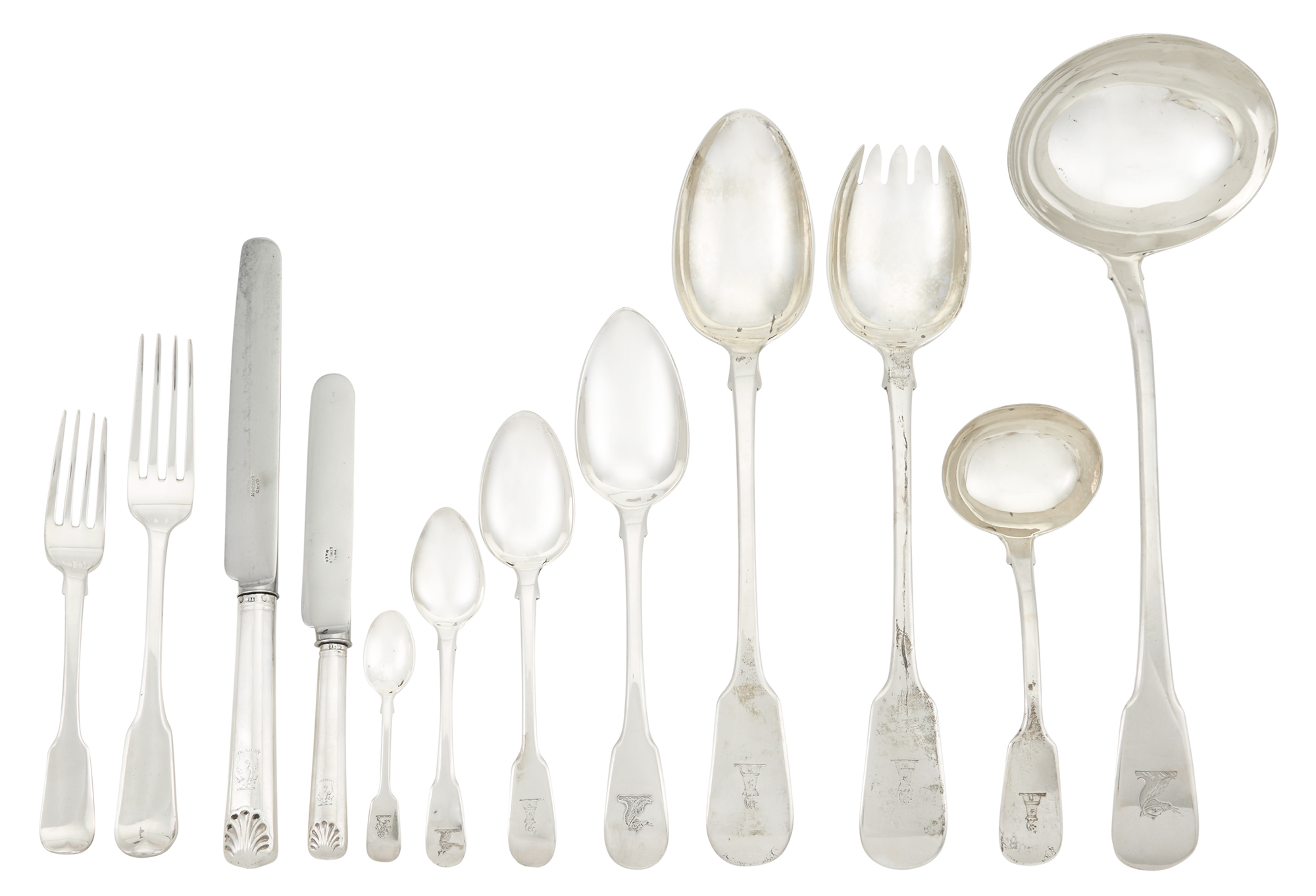 Lot image - Georgian and Victorian Sterling Silver Flatware Service