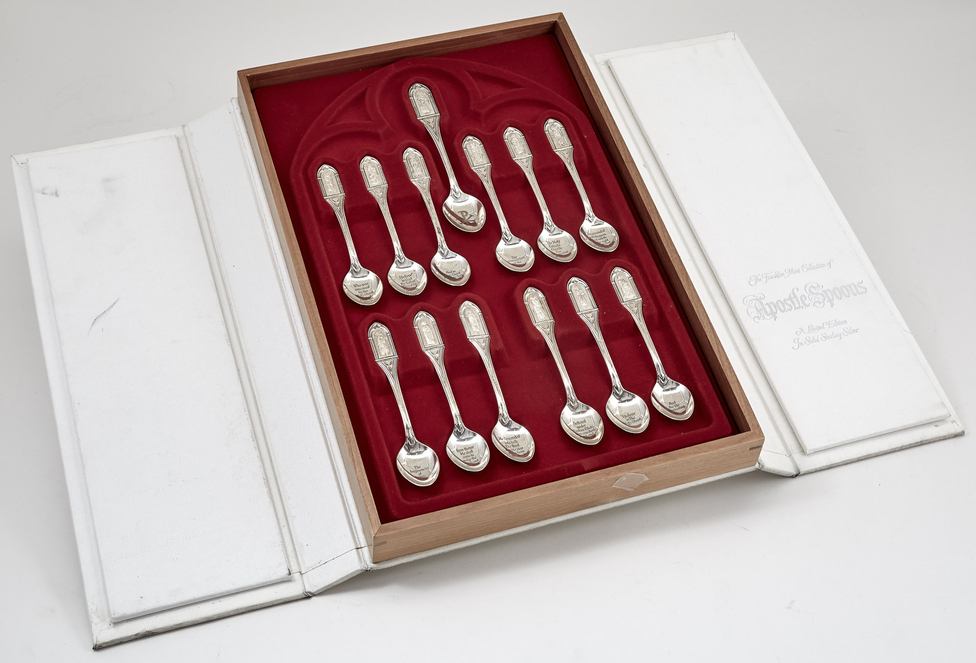 Lot image - Cased Set of Thirteen Franklin Mint Sterling Silver Apostle Spoons