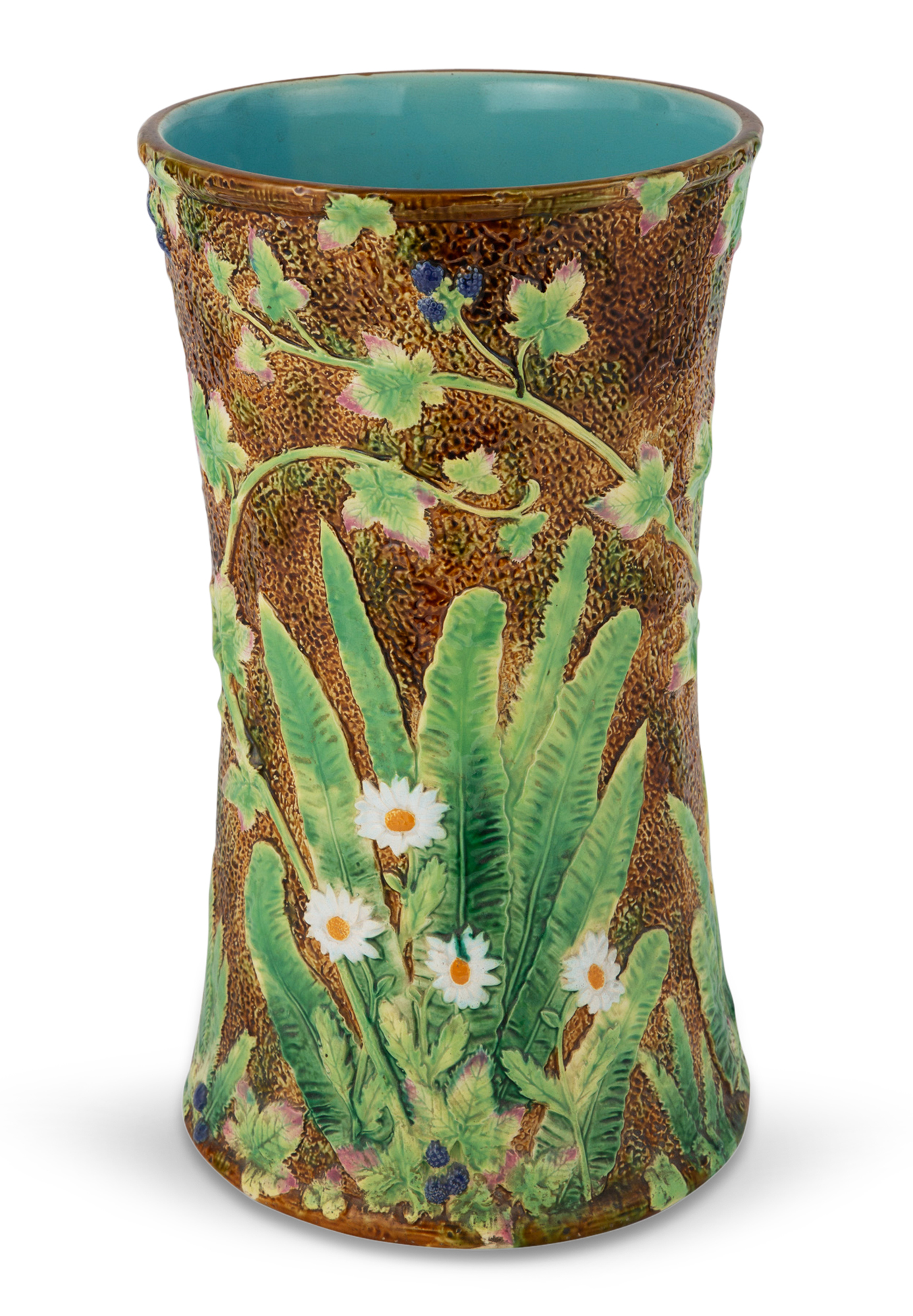 Lot image - George Jones & Sons Majolica Brown-Ground Umbrella or Stick Stand