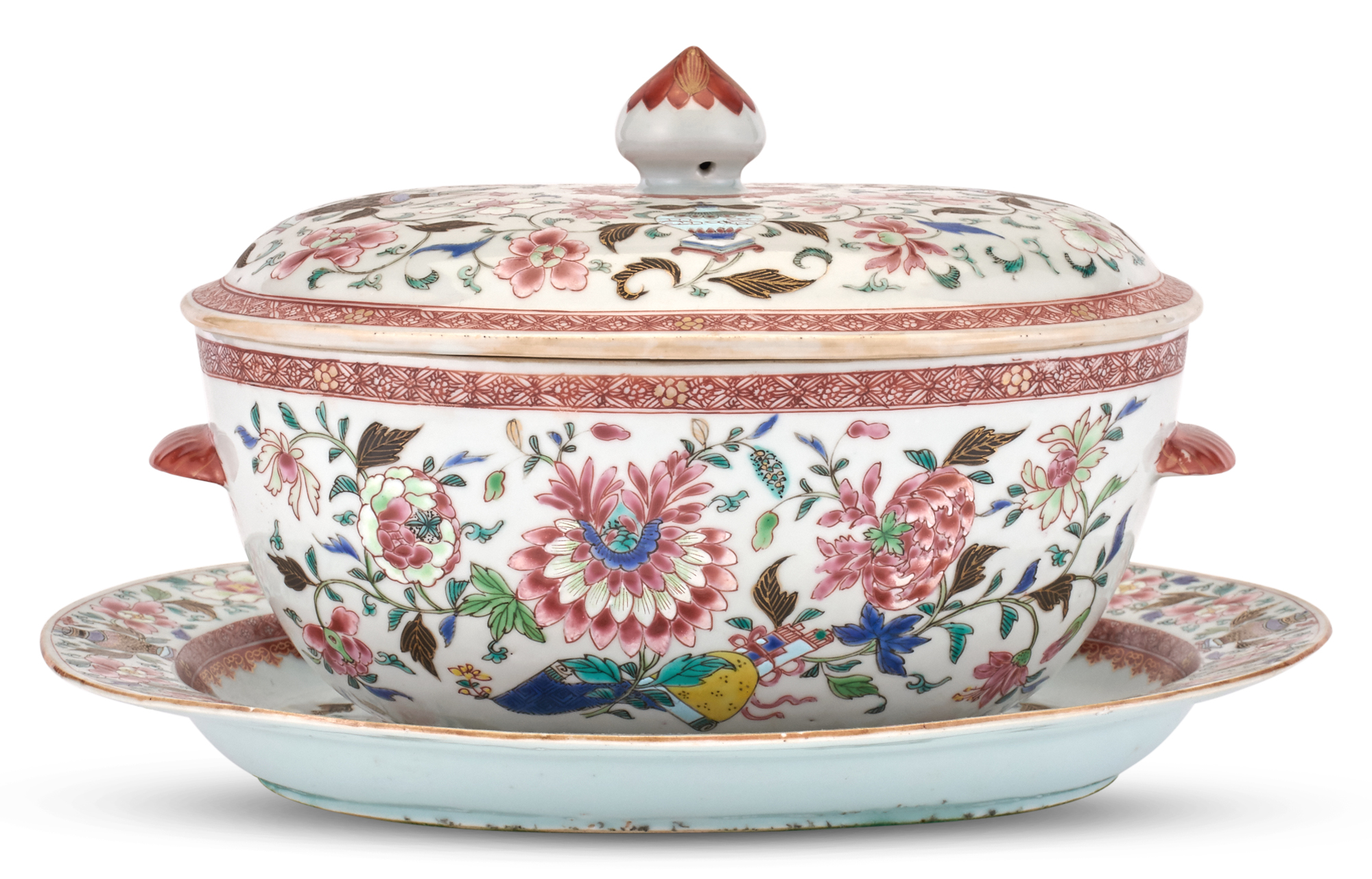 Lot image - A Chinese Enameled Export Porcelain Tureen and Underplate