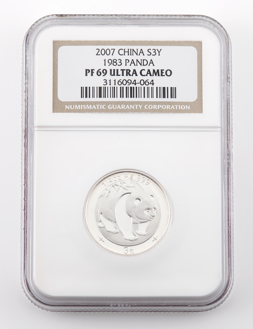 Lot image - China 25th Anniversary Set of Silver Panda Proofs