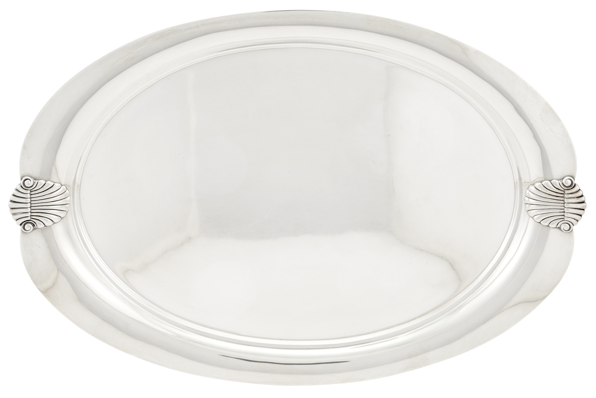Lot image - International Silver Co. Sterling Silver Oval Tray with Shell Handles
