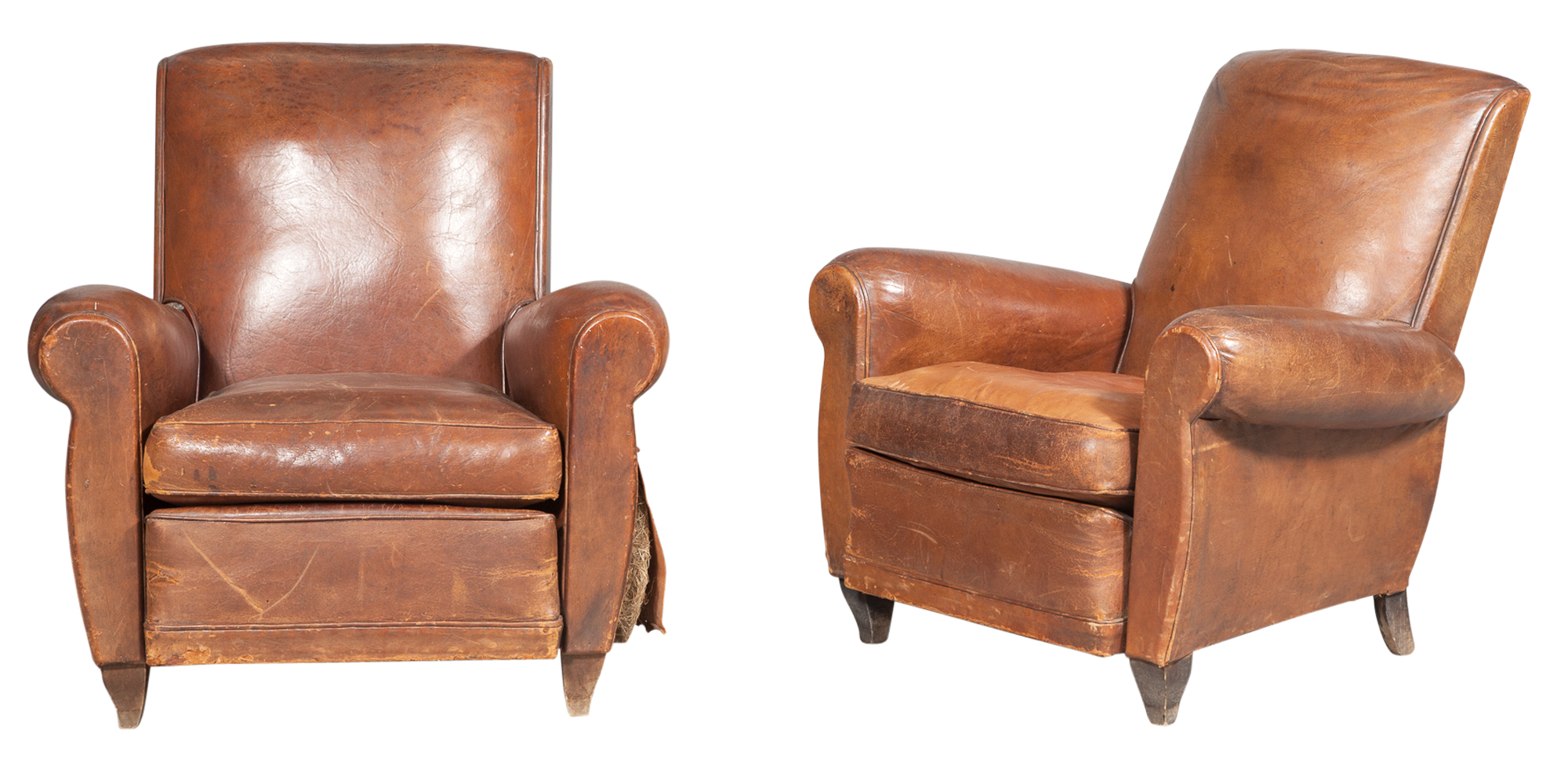 Lot image - Two Leather Club Chairs
