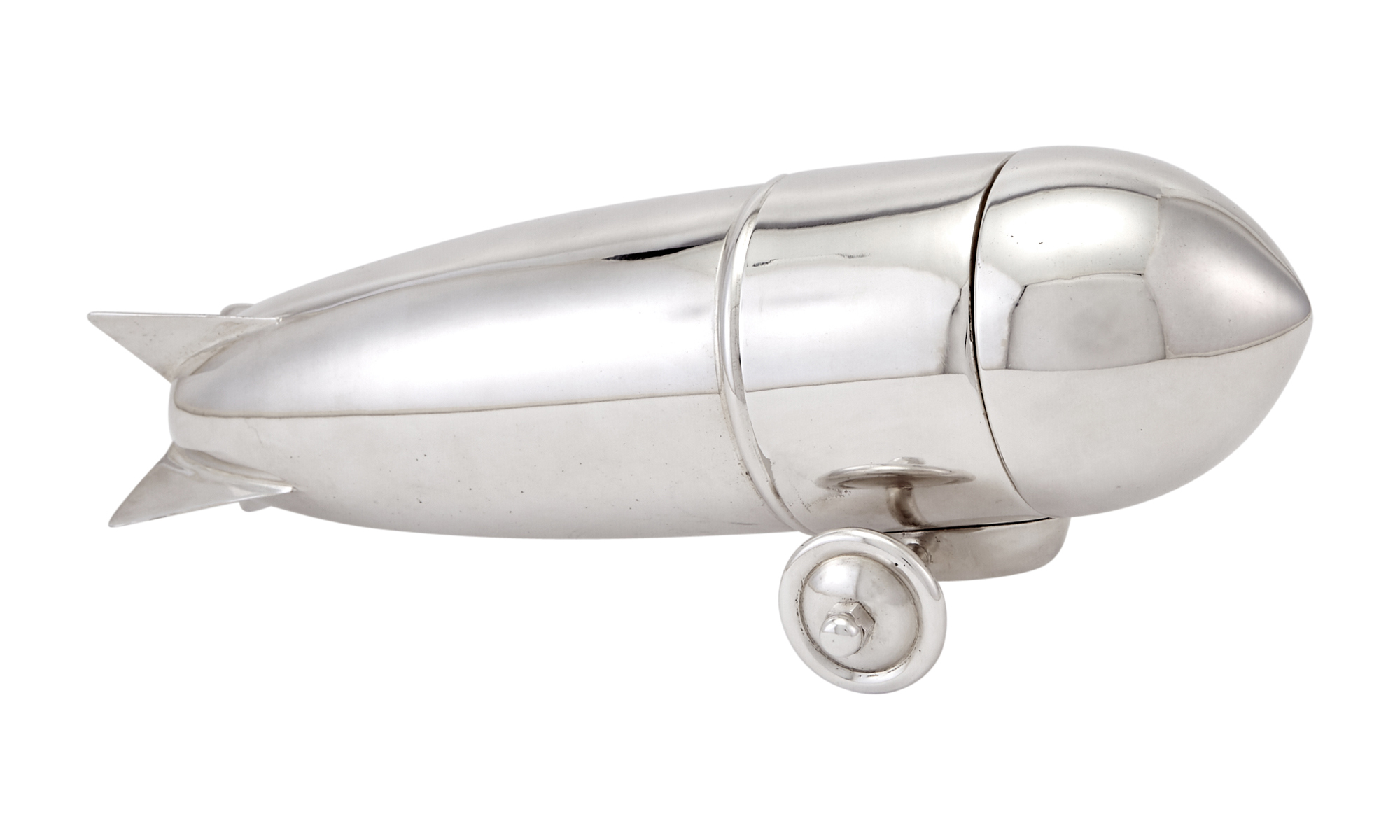 Lot image - Novelty Silver-Plated Zeppelin Form Cocktail Shaker