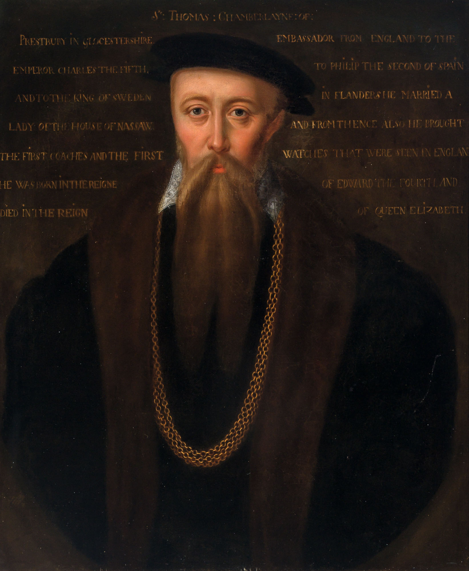 Lot image - Manner of Marcus Gheeraerts the Elder Portrait of Sir Thomas Chamberlayne