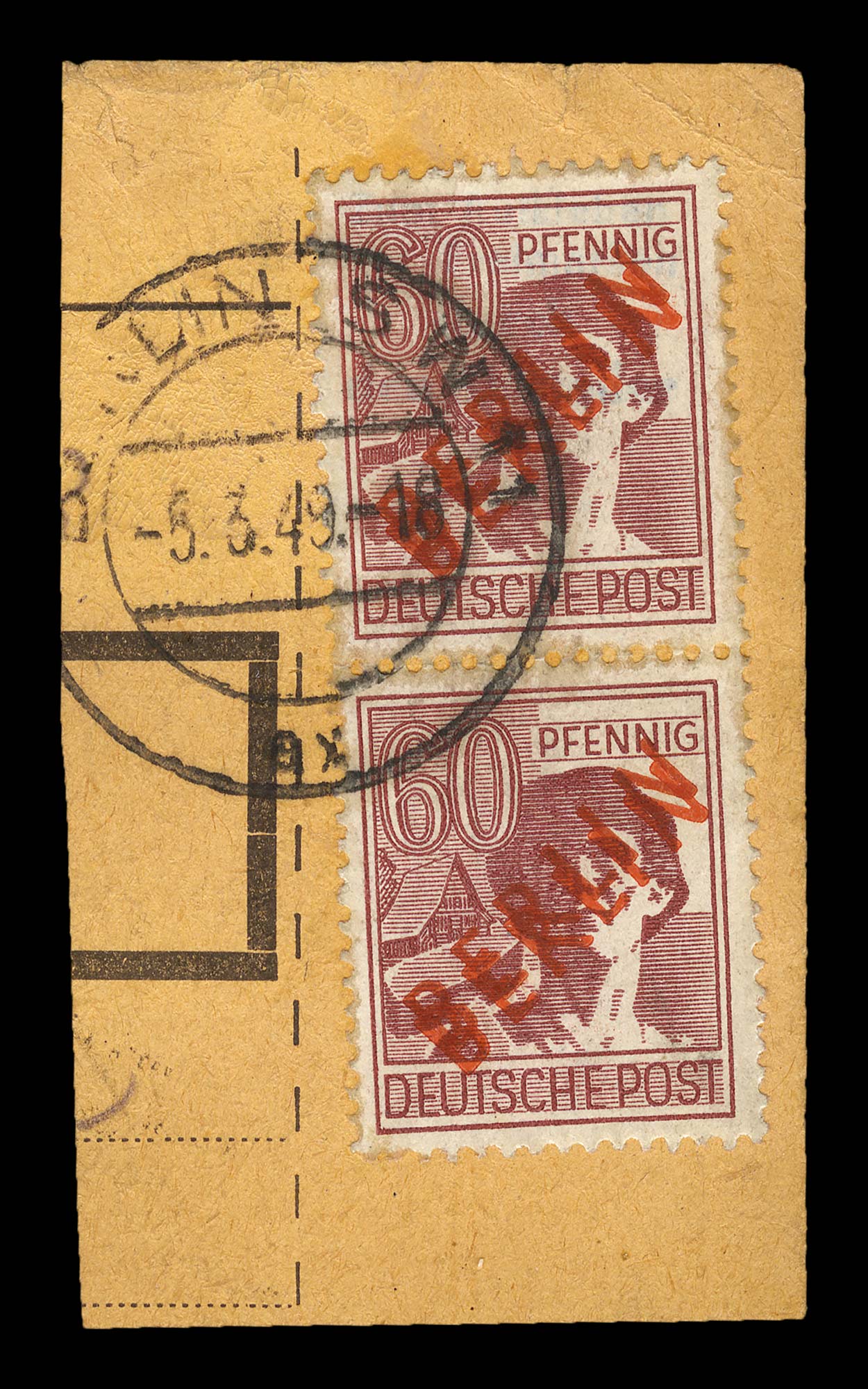 Lot image - Germany Berlin Occupation Double Overprint in Red, Michel 31DD