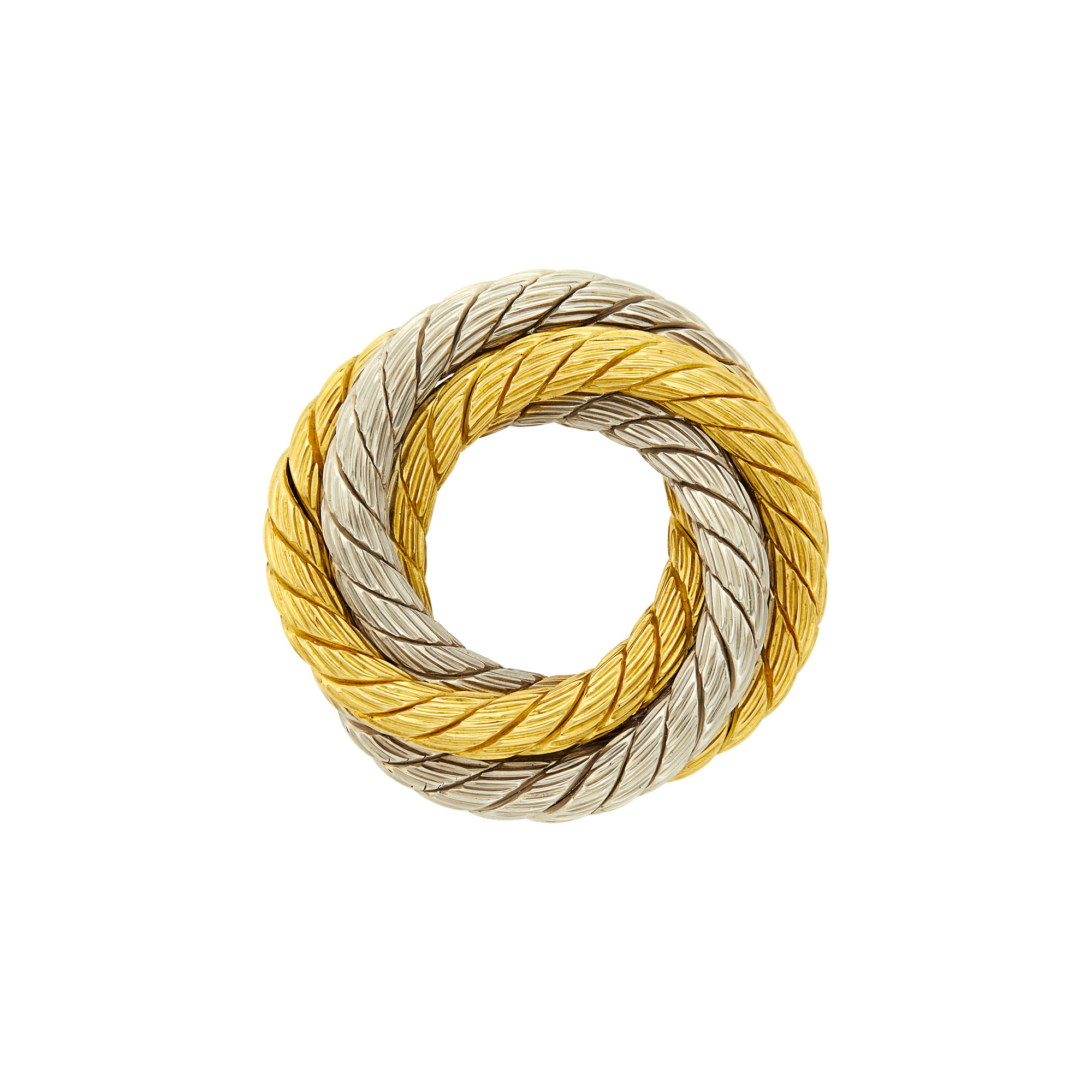 Lot image - Bulgari Two-Color Gold Circle Brooch