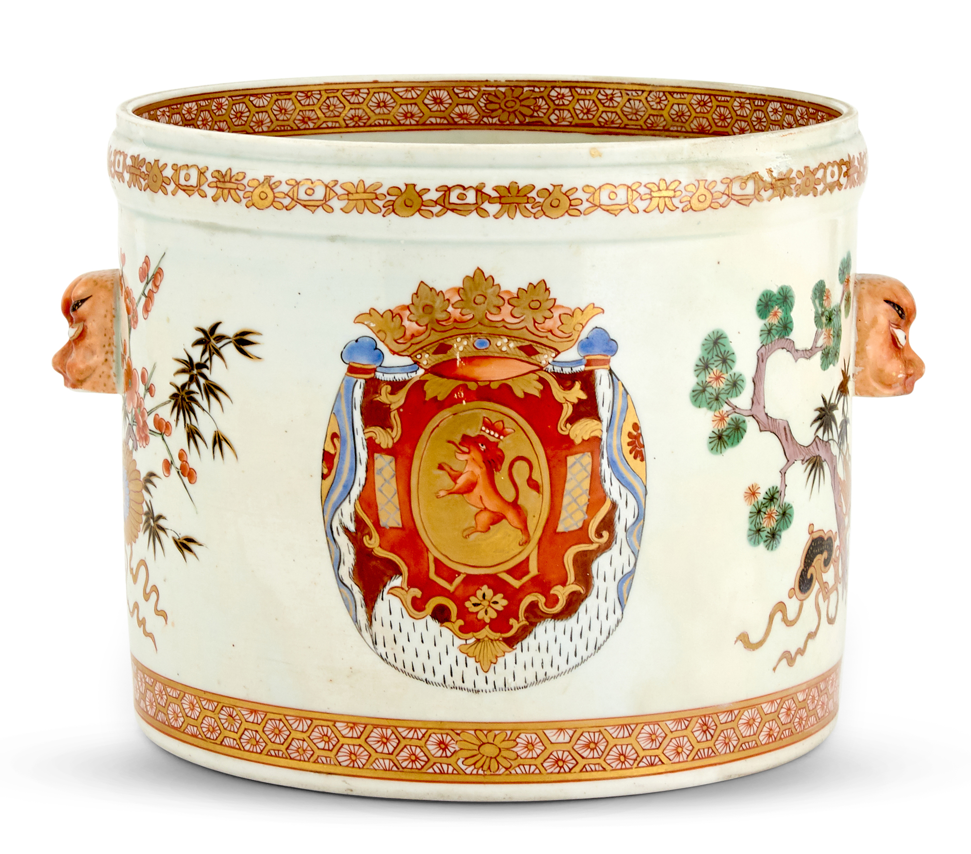 Lot image - A Chinese Export Porcelain Armorial Wine Cooler