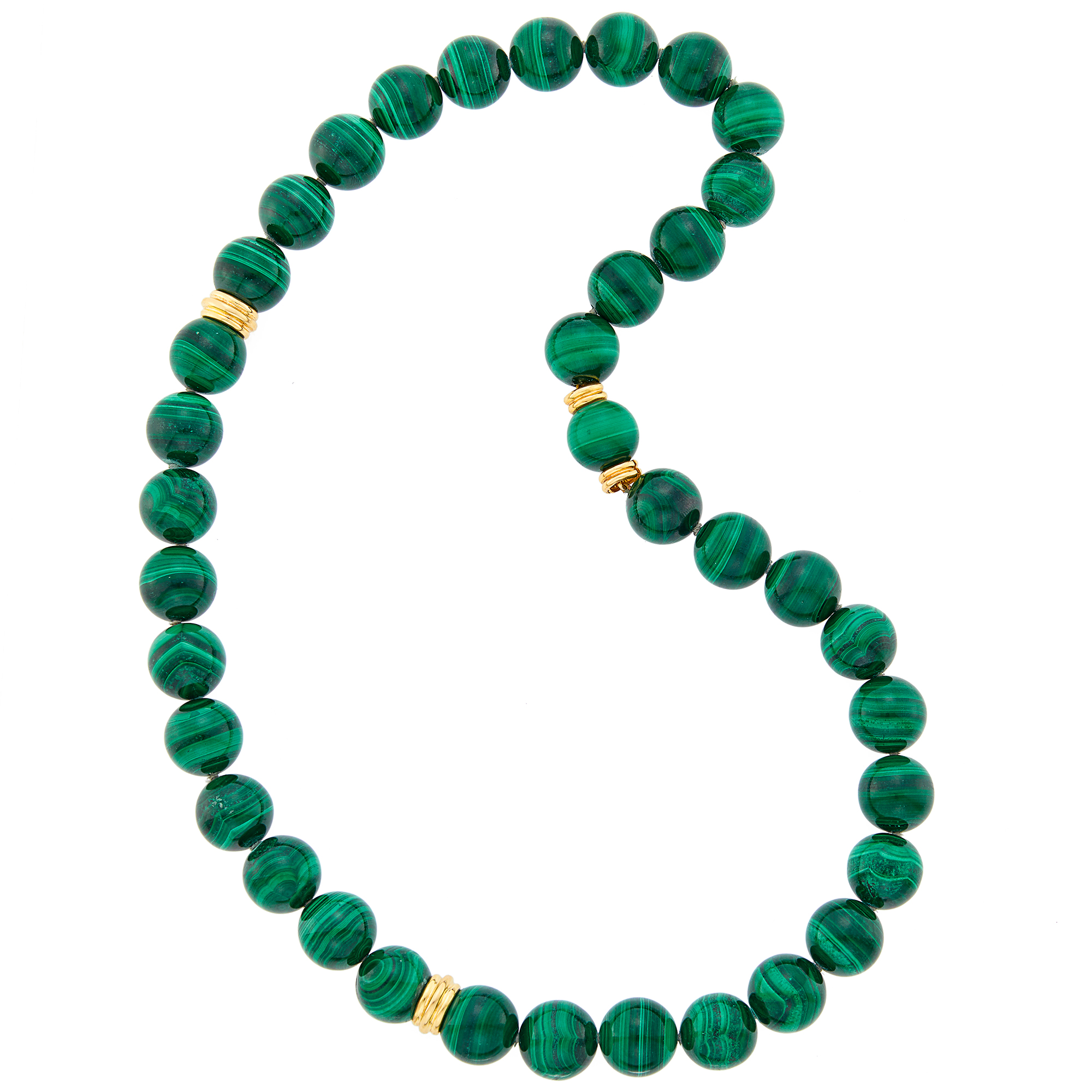 Lot image - Gold and Malachite Bead Necklace