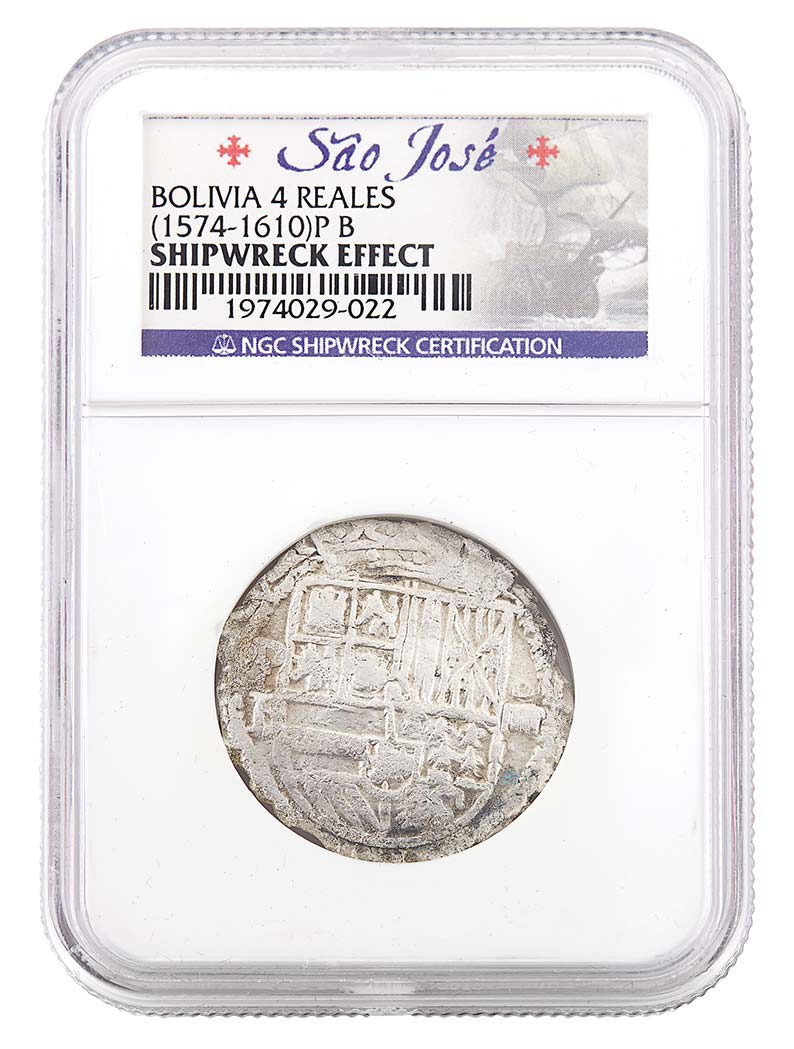 Lot image - Bolivia 1574-1610 4 Reales Sao Jose Shipwreck