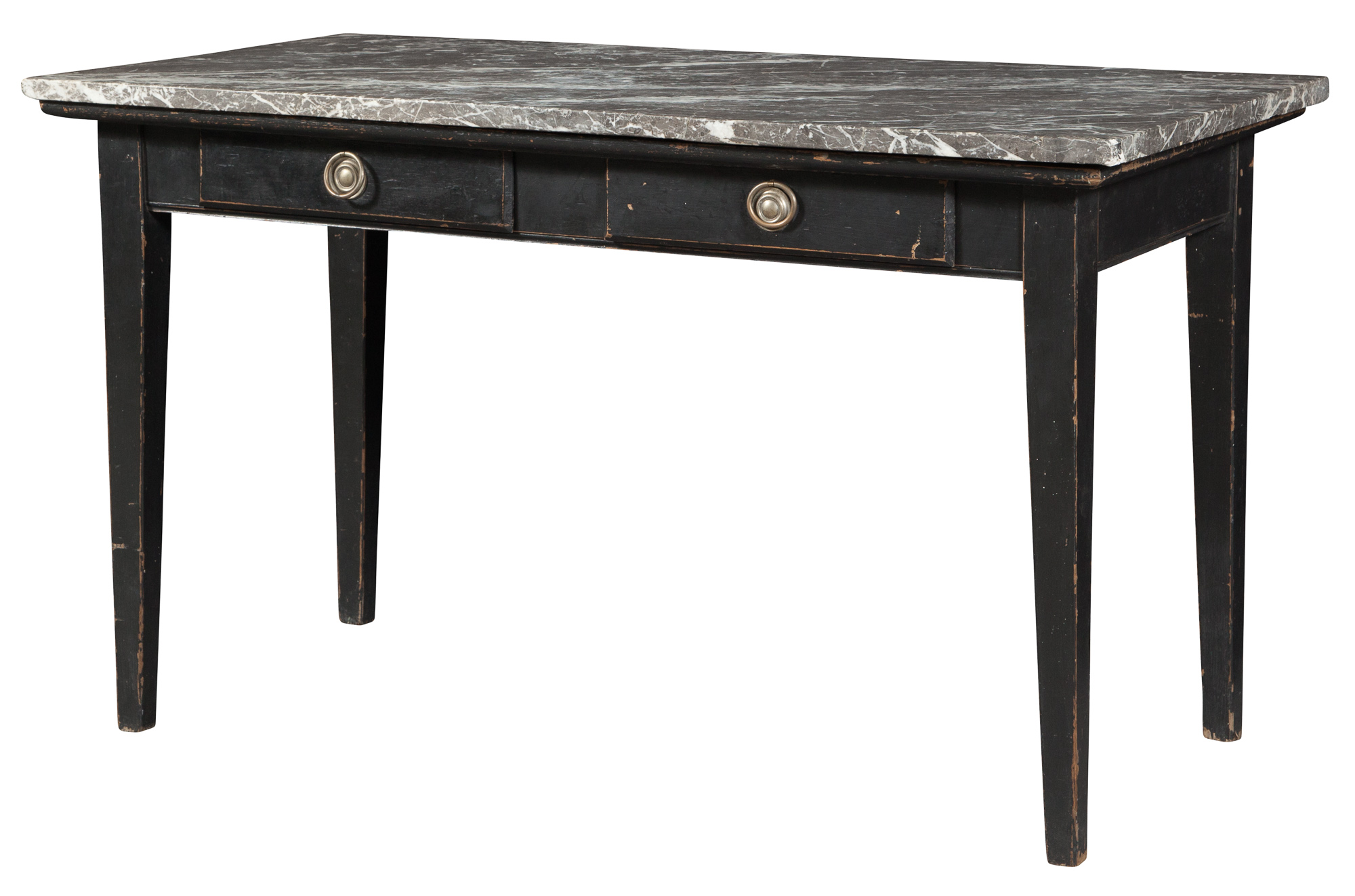 Lot image - Continental Black Painted Marble Top Table