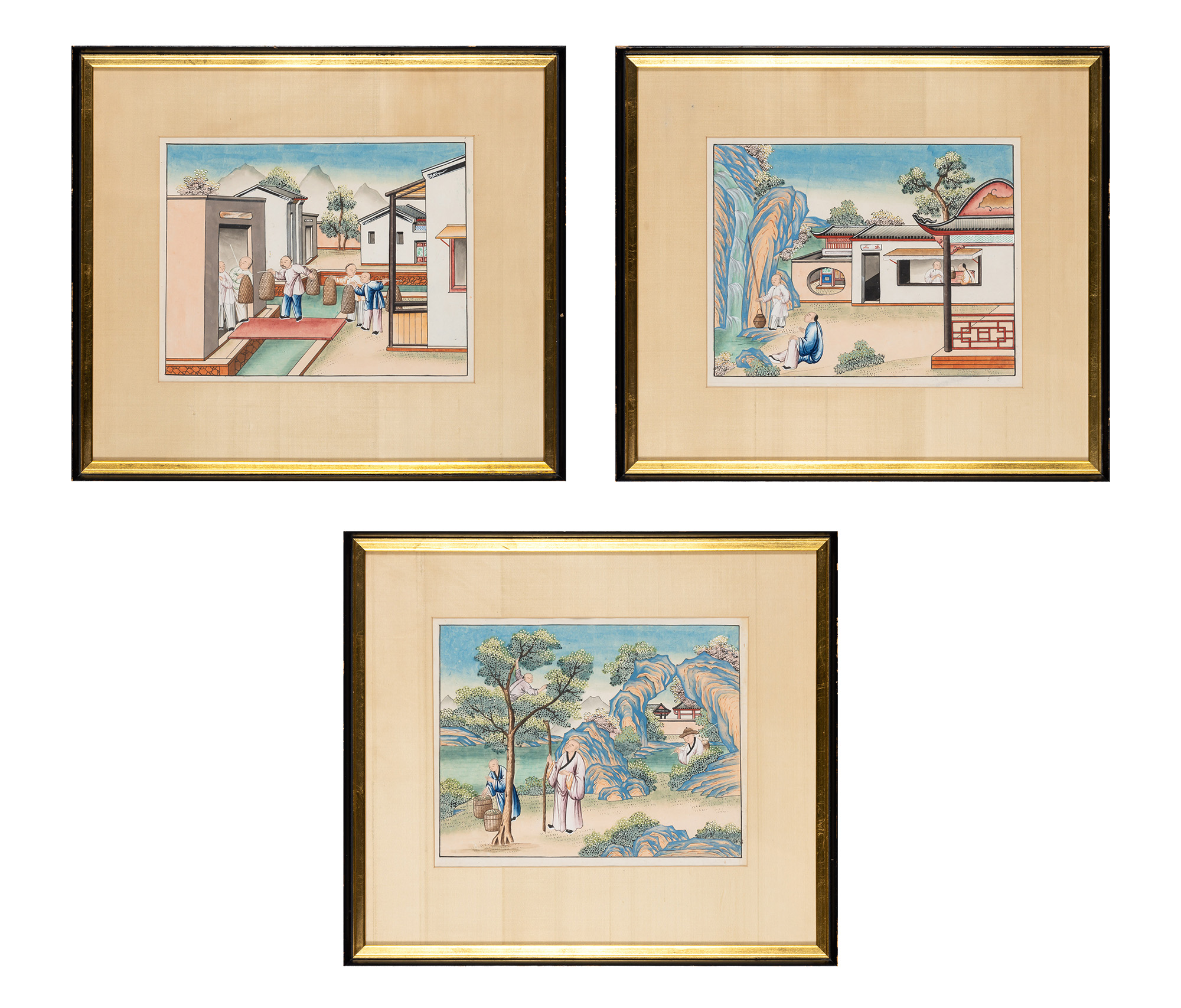 Lot image - Three China Trade Paintings