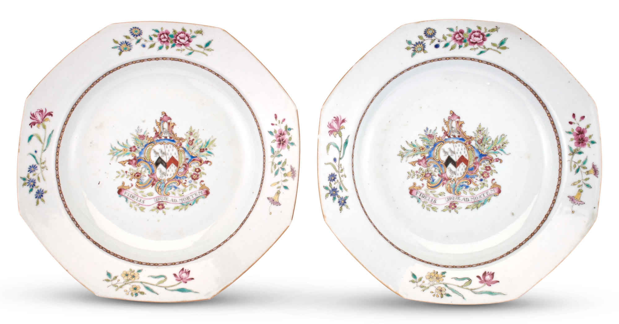 Lot image - A Pair of Chinese Export Porcelain Armorial Dishes