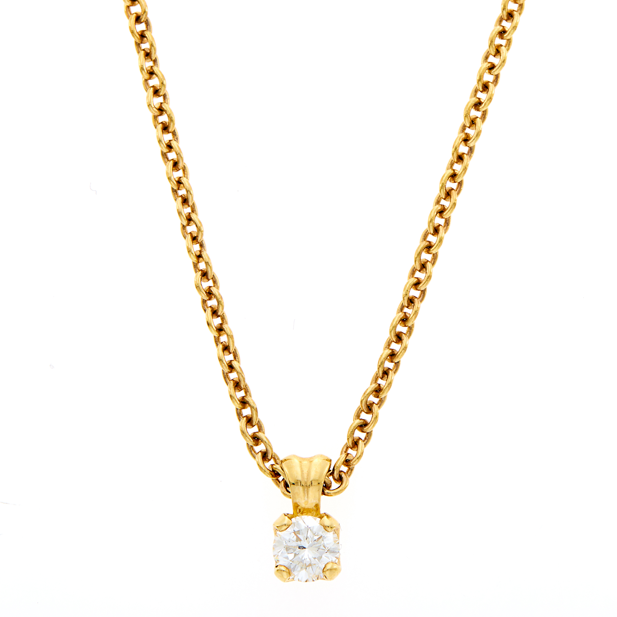 Lot image - Gold and Diamond Pendant with Chain Necklace