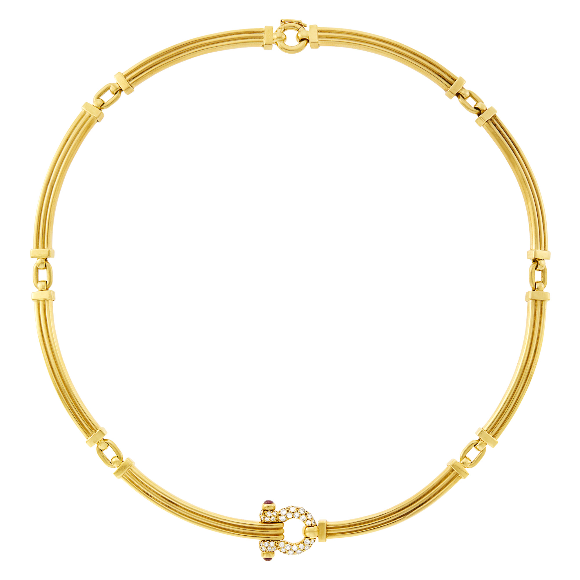 Lot image - Van Cleef & Arpels Gold, Diamond and Cabochon Ruby Necklace