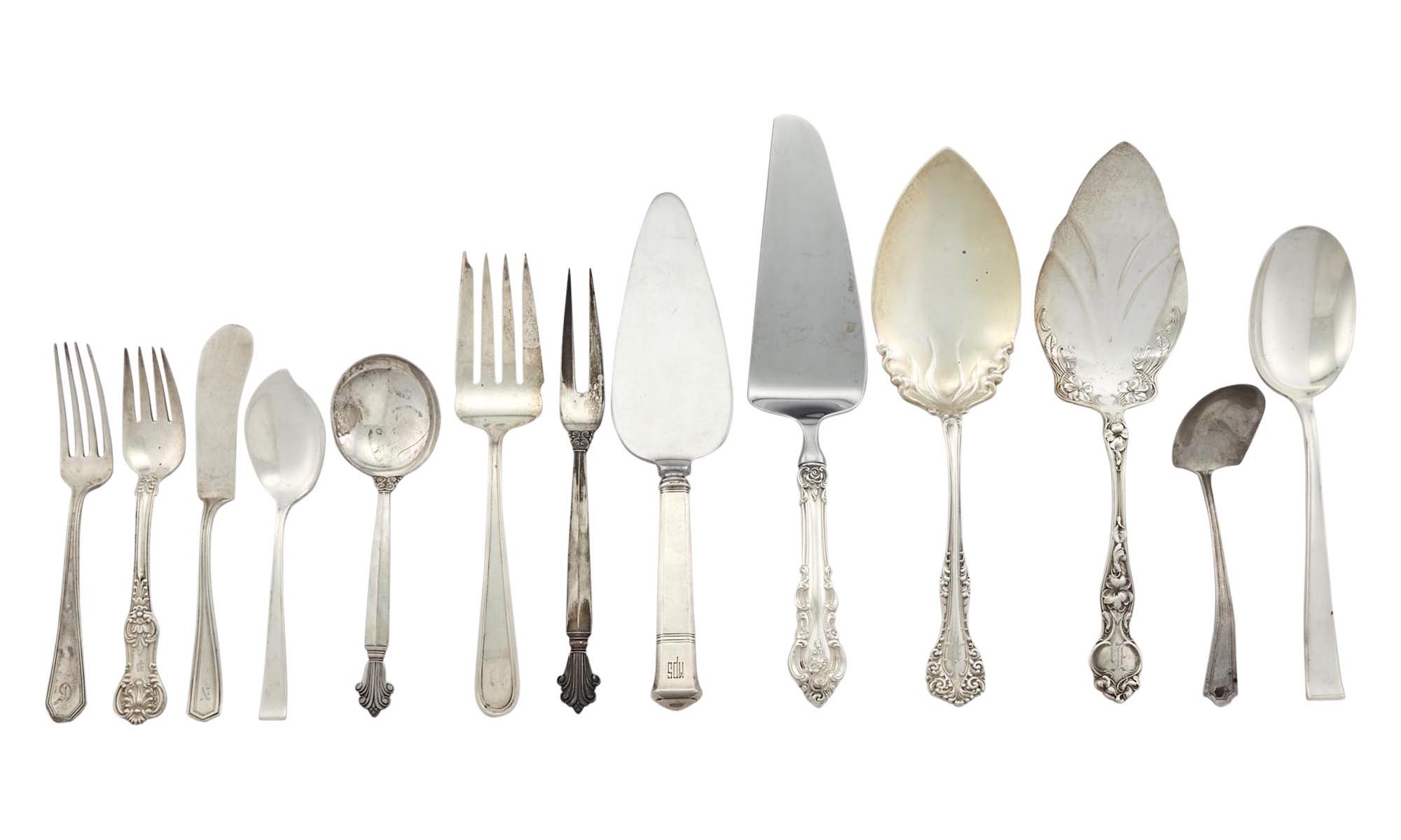 Lot image - Group of Sterling Silver Flatware and Serving Pieces