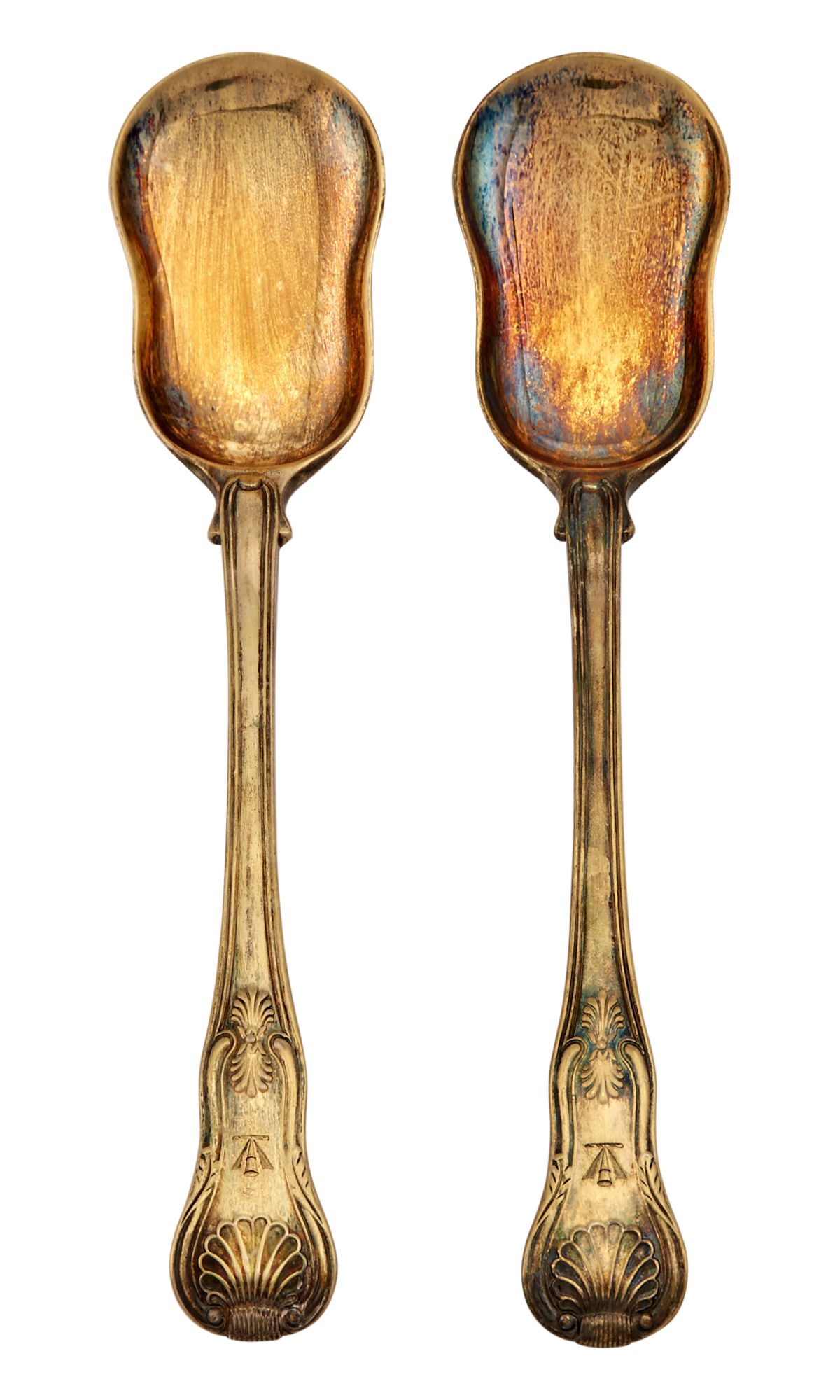 Lot image - Pair of George III Sterling Silver Gilt Ice Cream Spades