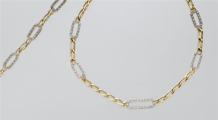 Lot image - Gold and Diamond Bracelet and Necklace