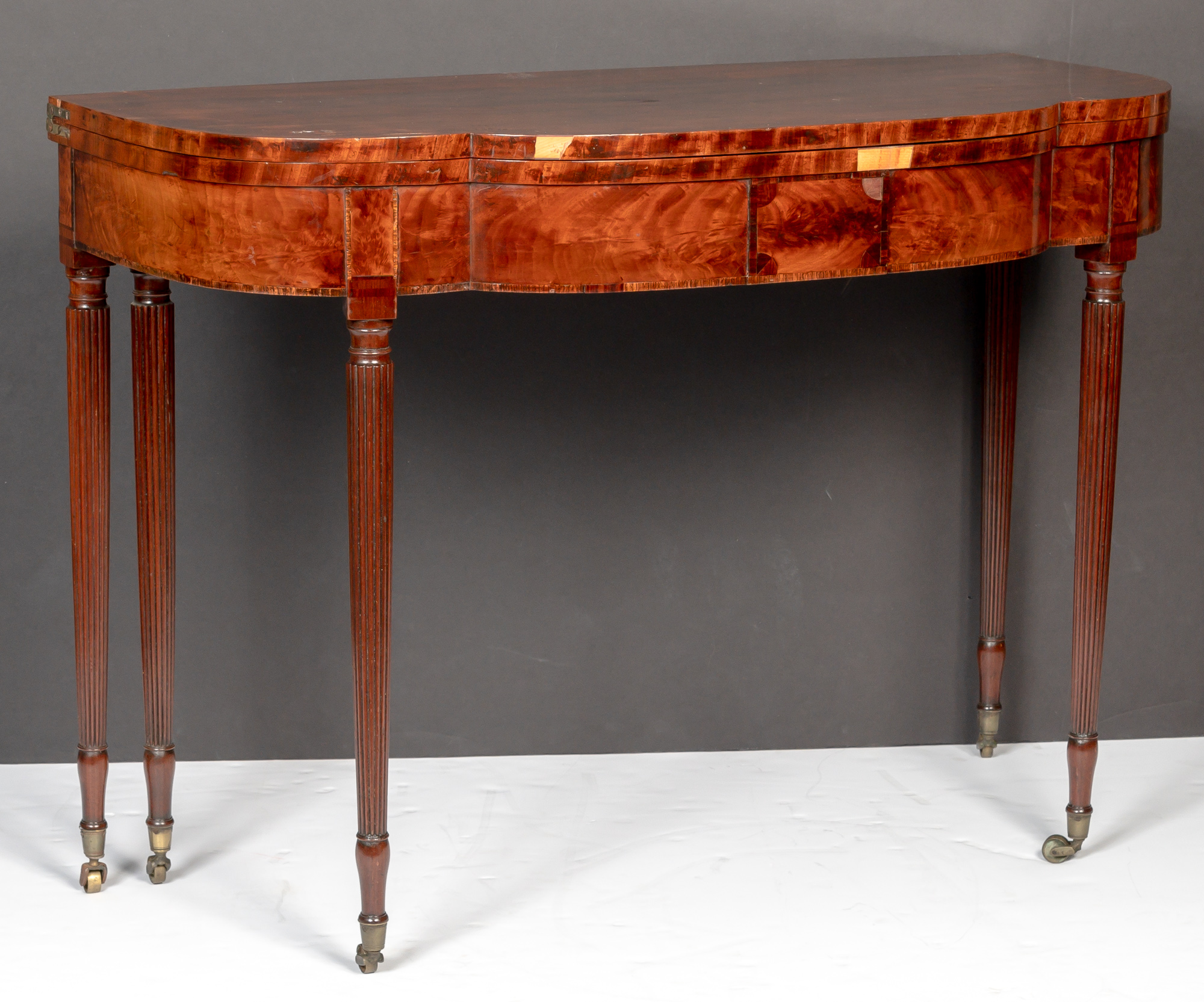 Lot image - Federal Mahogany Five-Legged Fold-Over Card Table